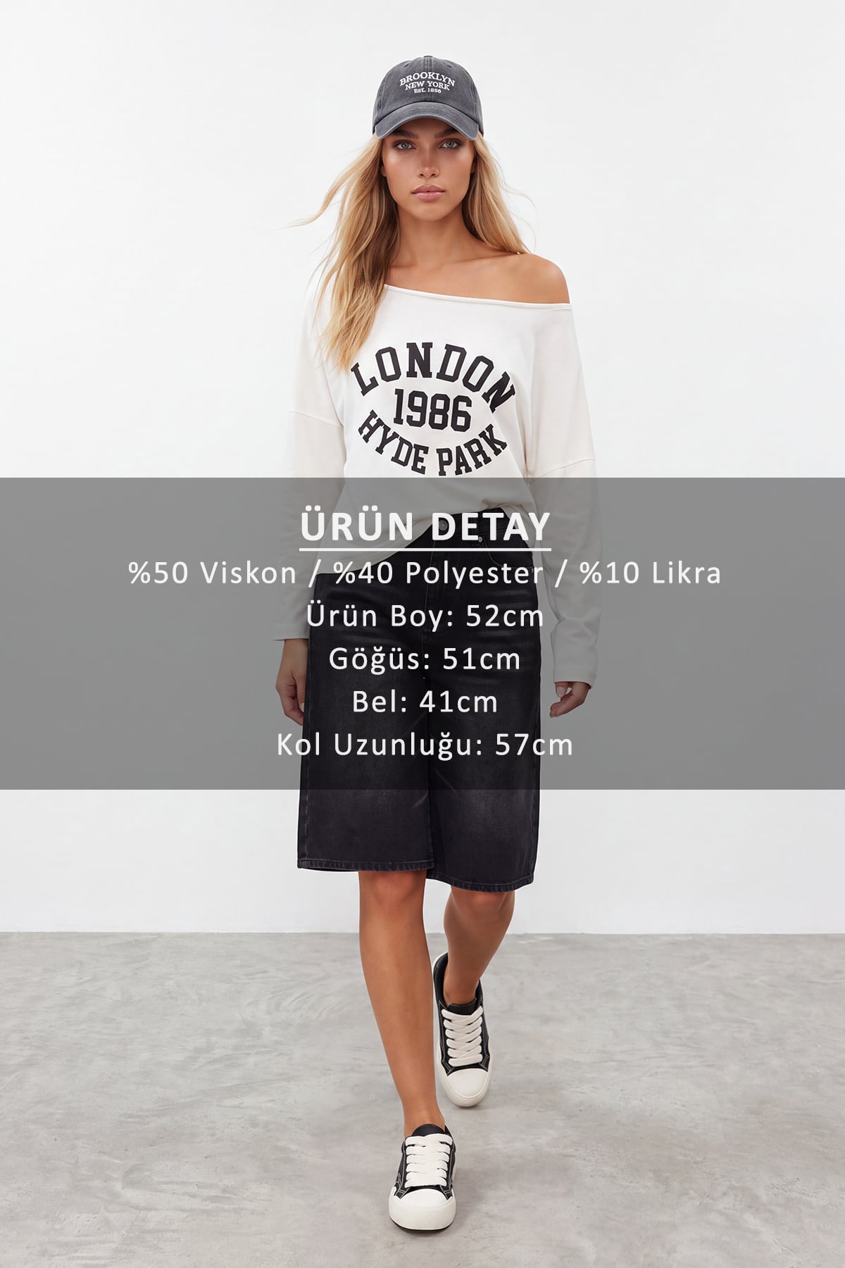 Kadın Beyaz Kayık Yaka Baskılı Modal Sweatshirt Alc-X15728