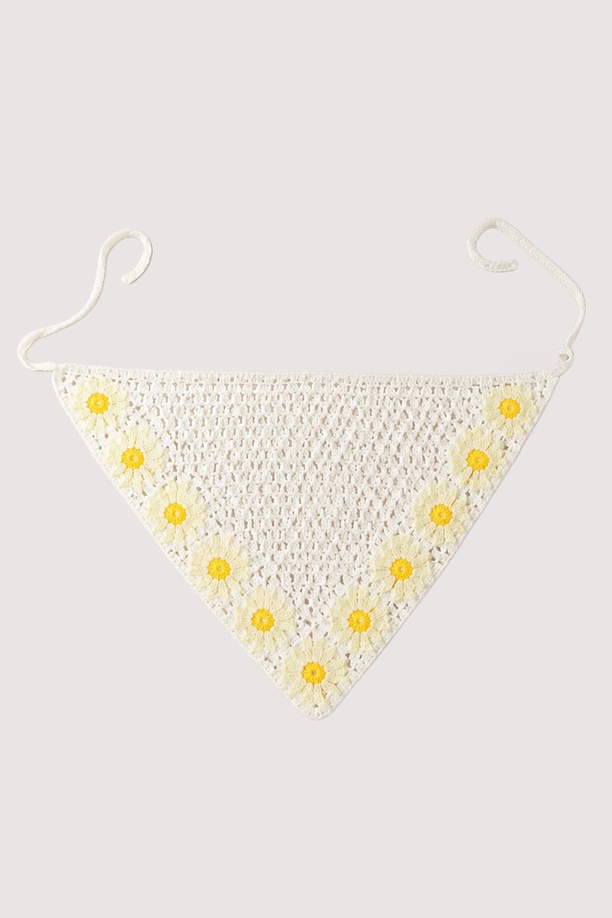 Kadın Beyaz Sarı Çiçek Motifli Bandana ALC-X15560