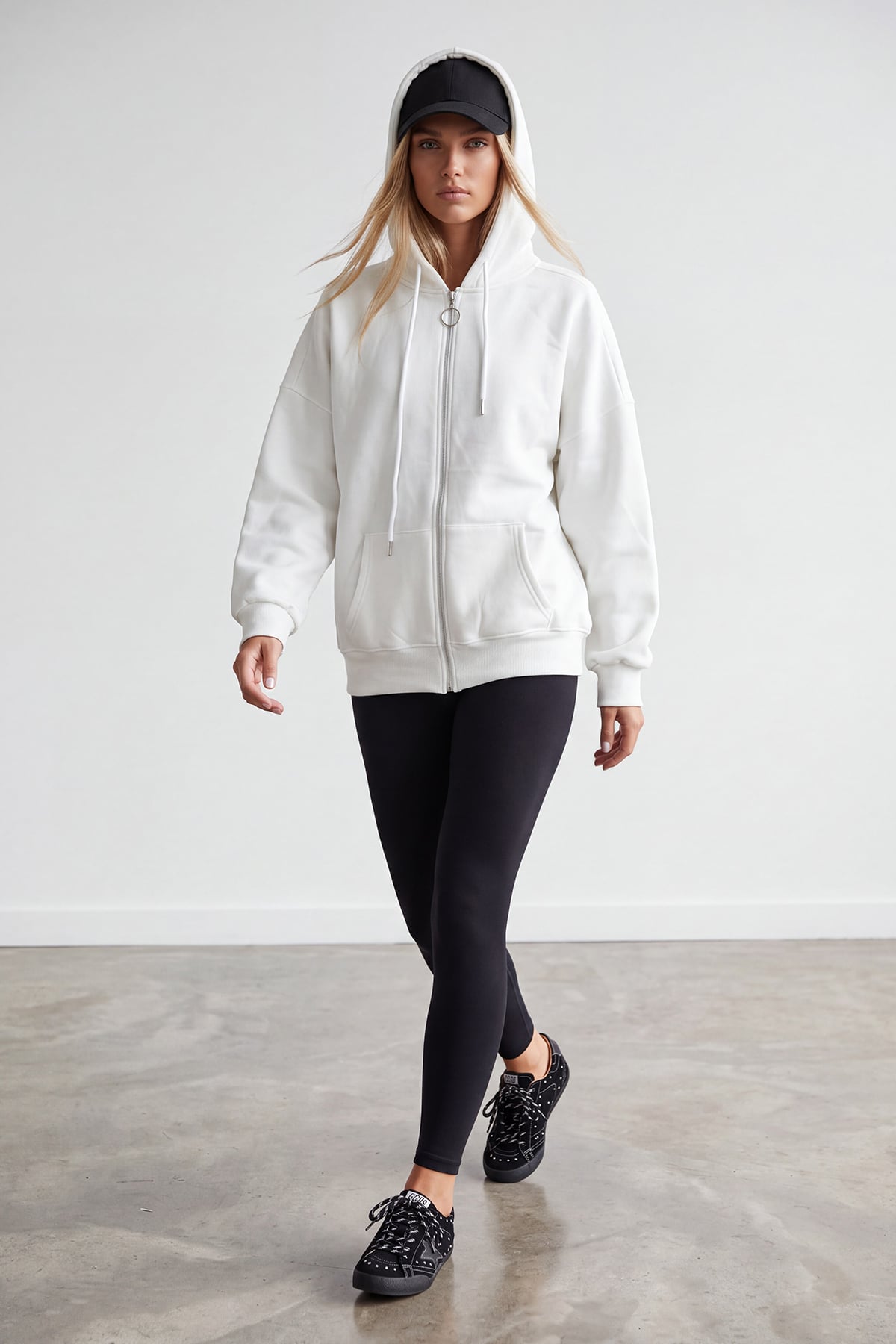 Kadın Beyaz Üç İplik Şardonlu Oversize Sweatshirt Alc-X15945