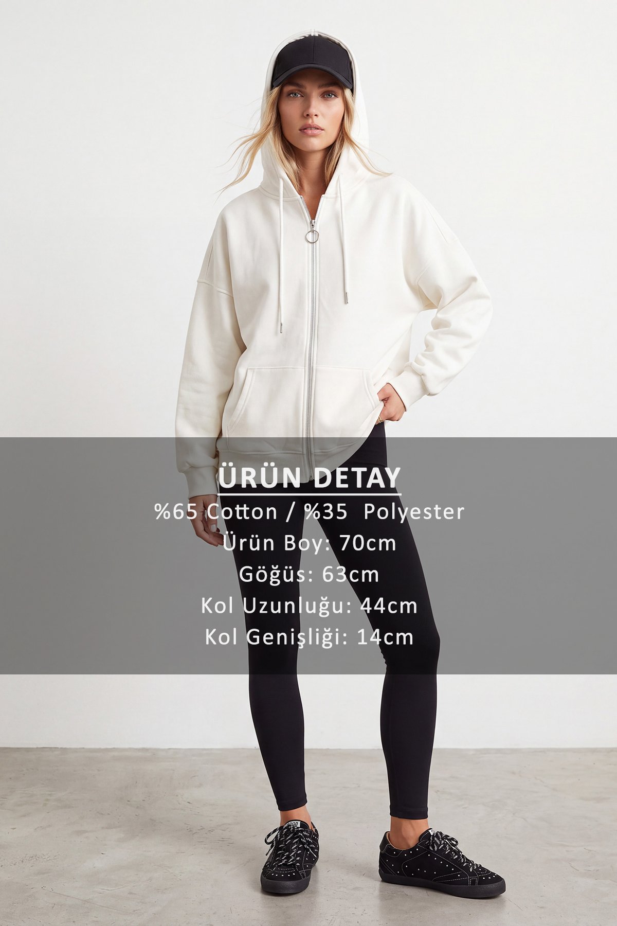 Kadın Beyaz Üç İplik Şardonlu Oversize Sweatshirt Alc-X15945