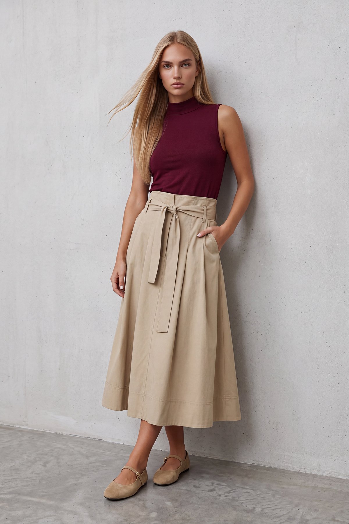 Kadın BORDO Dik Yaka Kolsuz Bluz ALC-X15658