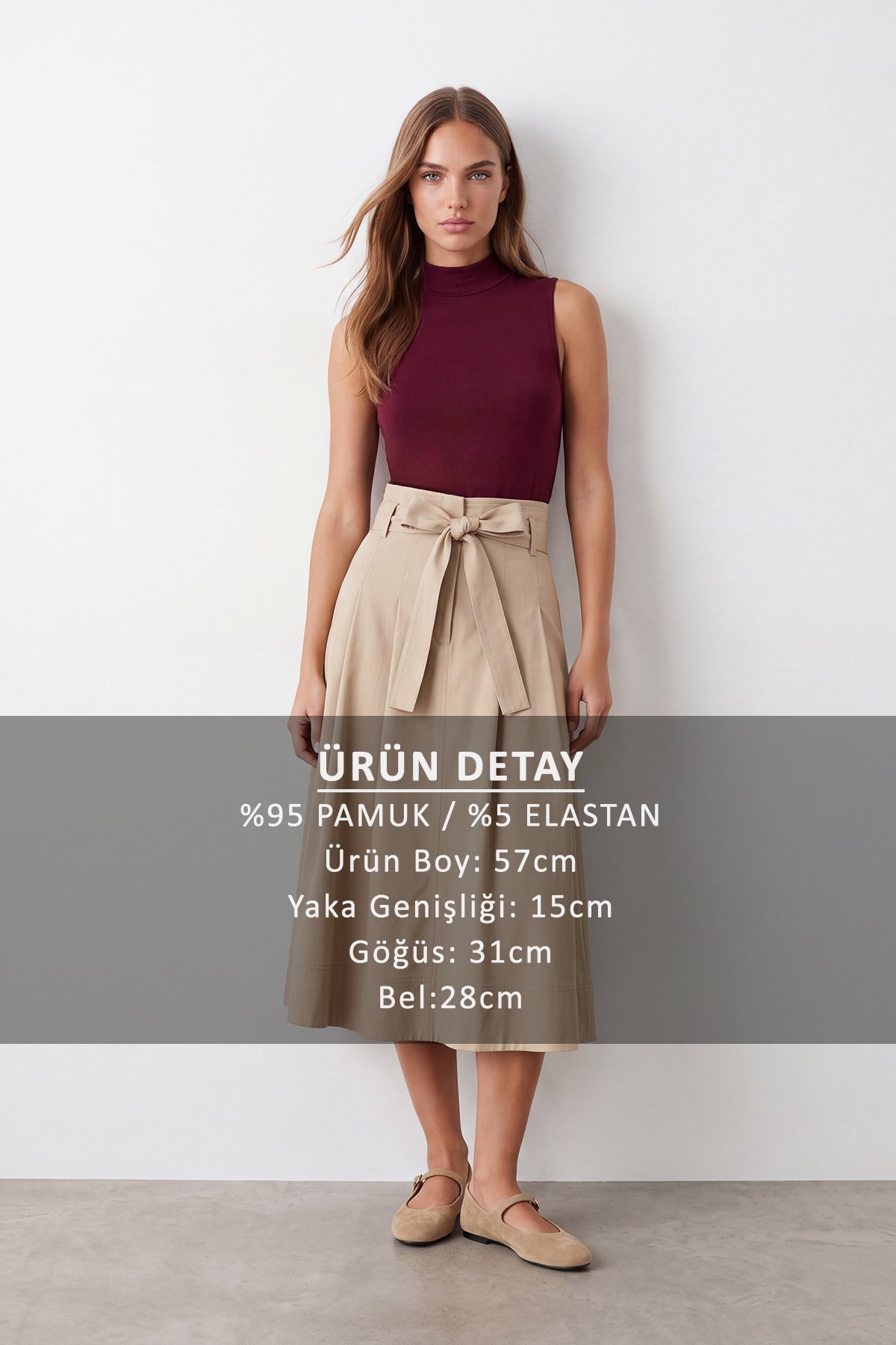 Kadın BORDO Dik Yaka Kolsuz Bluz ALC-X15658