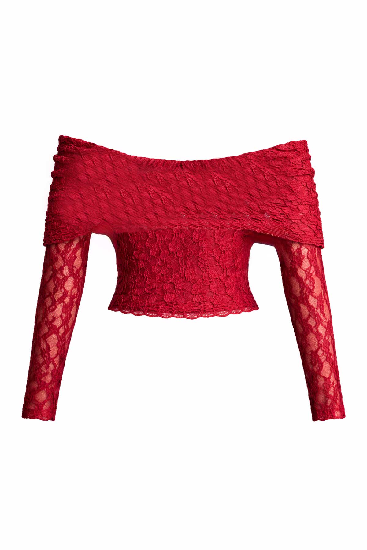 Kadın Bordo Madonna Yaka İçi Astarlı Dantel Bluz Alc-X15192