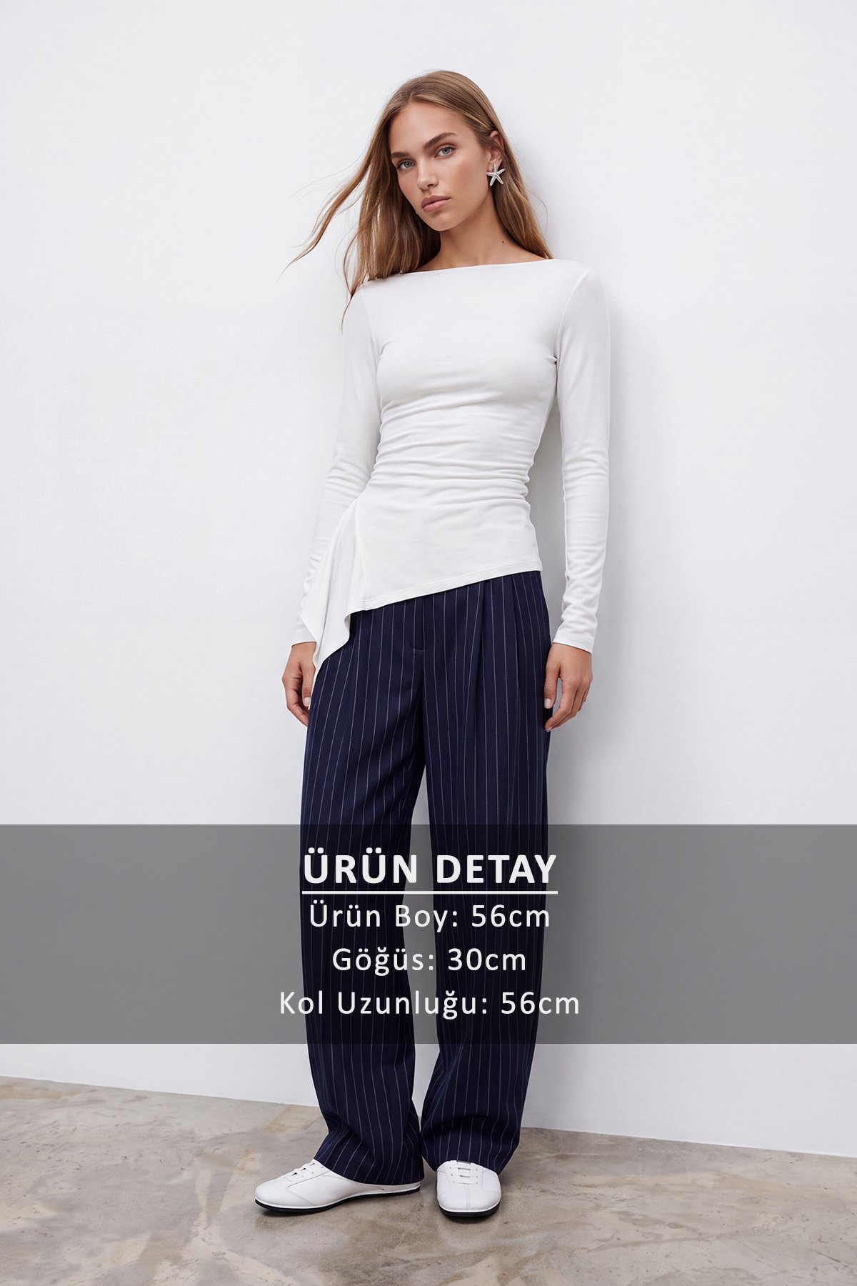 Kadın EKRU Asimetrik Uzun Kollu Bluz ALC-X15679