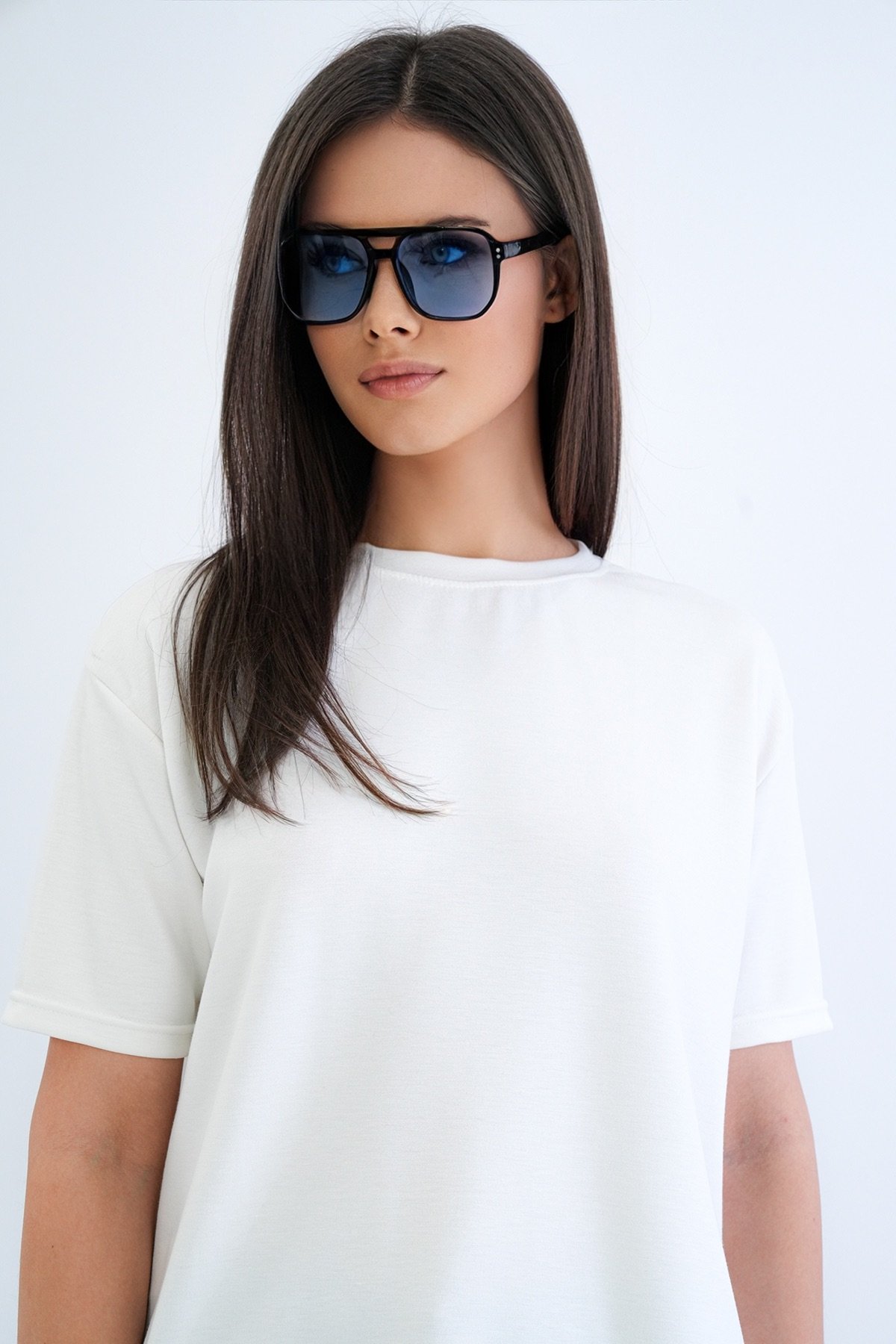 Kadın EKRU BİSİKLET YAKA OVERSİZE T-SHİRT ALC-X15262