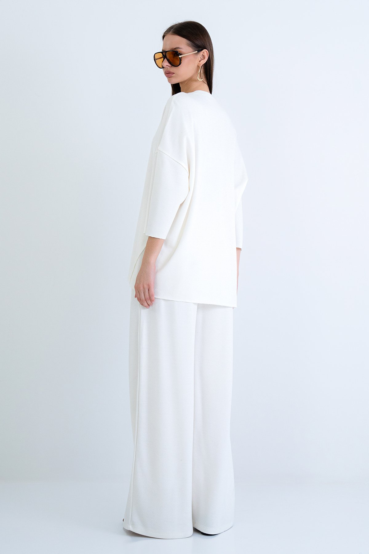 Kadın EKRU BİSİKLET YAKA TRUVAKAR KOL MODAL BLUZ VE ÇİFT CEPLİ PANTOLON TAKIM ALC-X15234