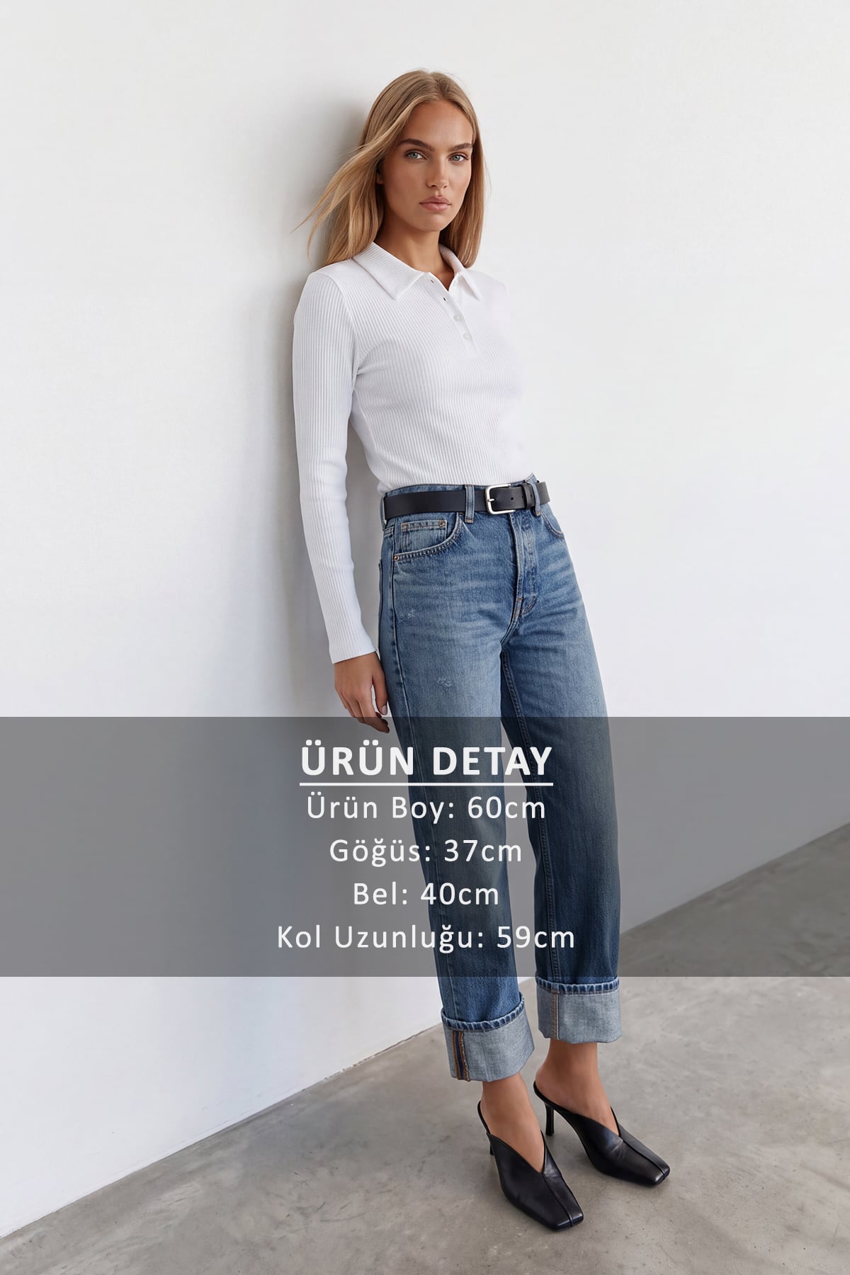Kadın EKRU Polo Yaka Yarım Pat Düğmeli Kaşkorse Bluz ALC-X15598