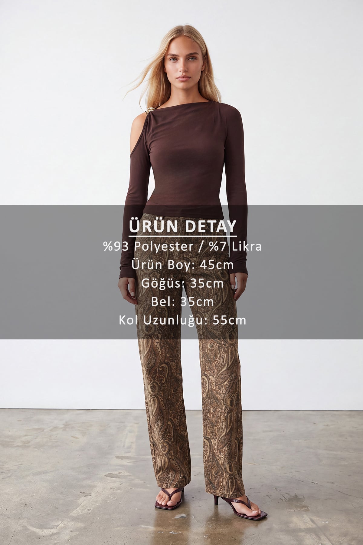 Kadın Kahve Gold Aksesuarlı  Scuba  Bluz Alc-X15776