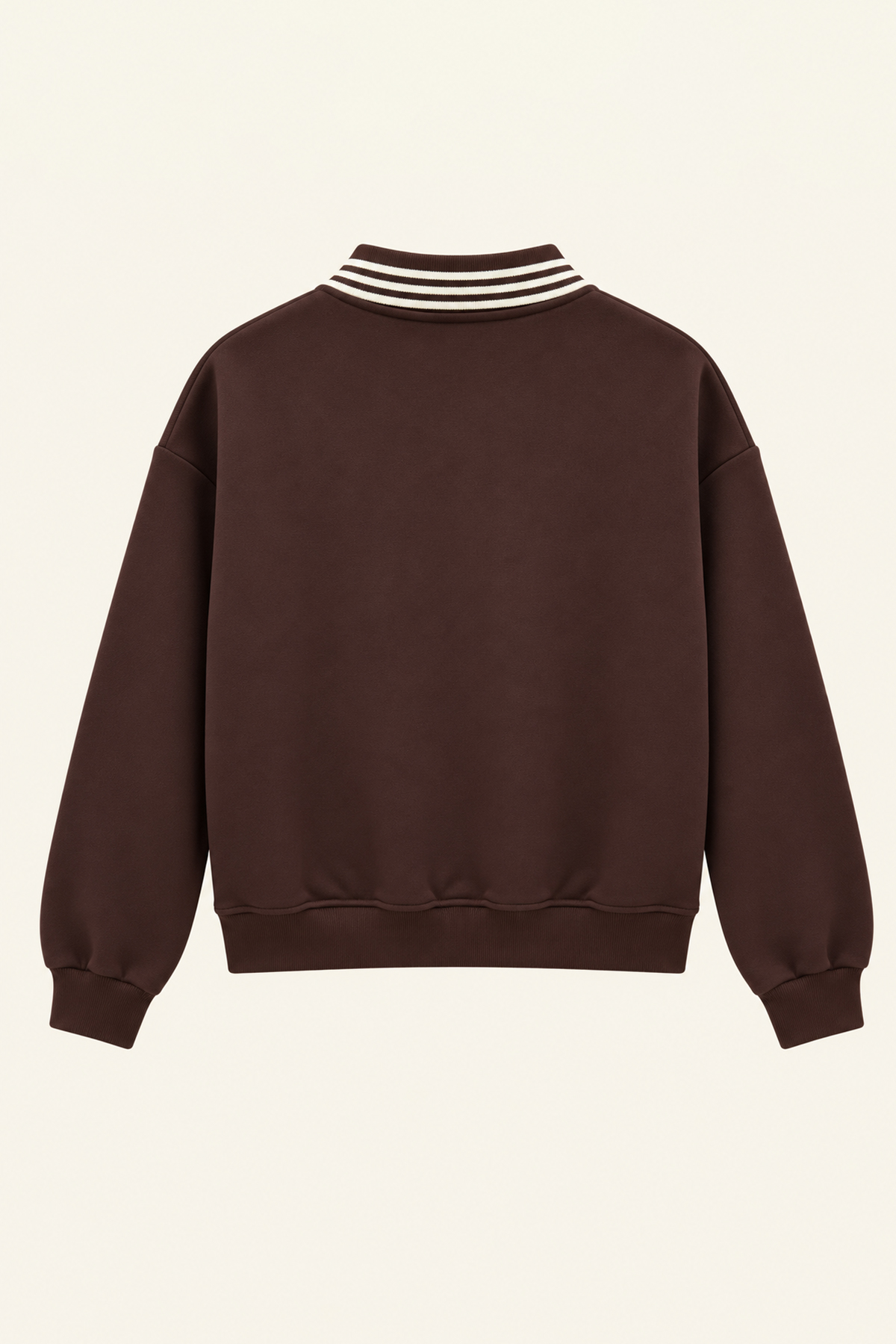 Kadın Kahve Ribana Polo Yakalı Nakış Detaylı Şardonlu Üç İplik Sweatshirt Alc-X15960