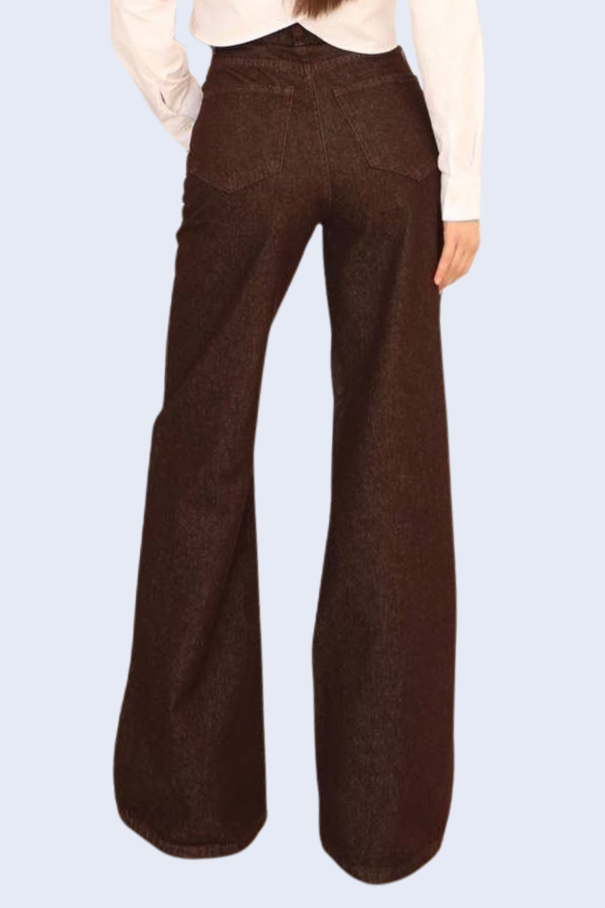 Kadın Kahverengi 5 Cepli Yüksek Bel Jean Palazzo Pantolon Alc-X15143