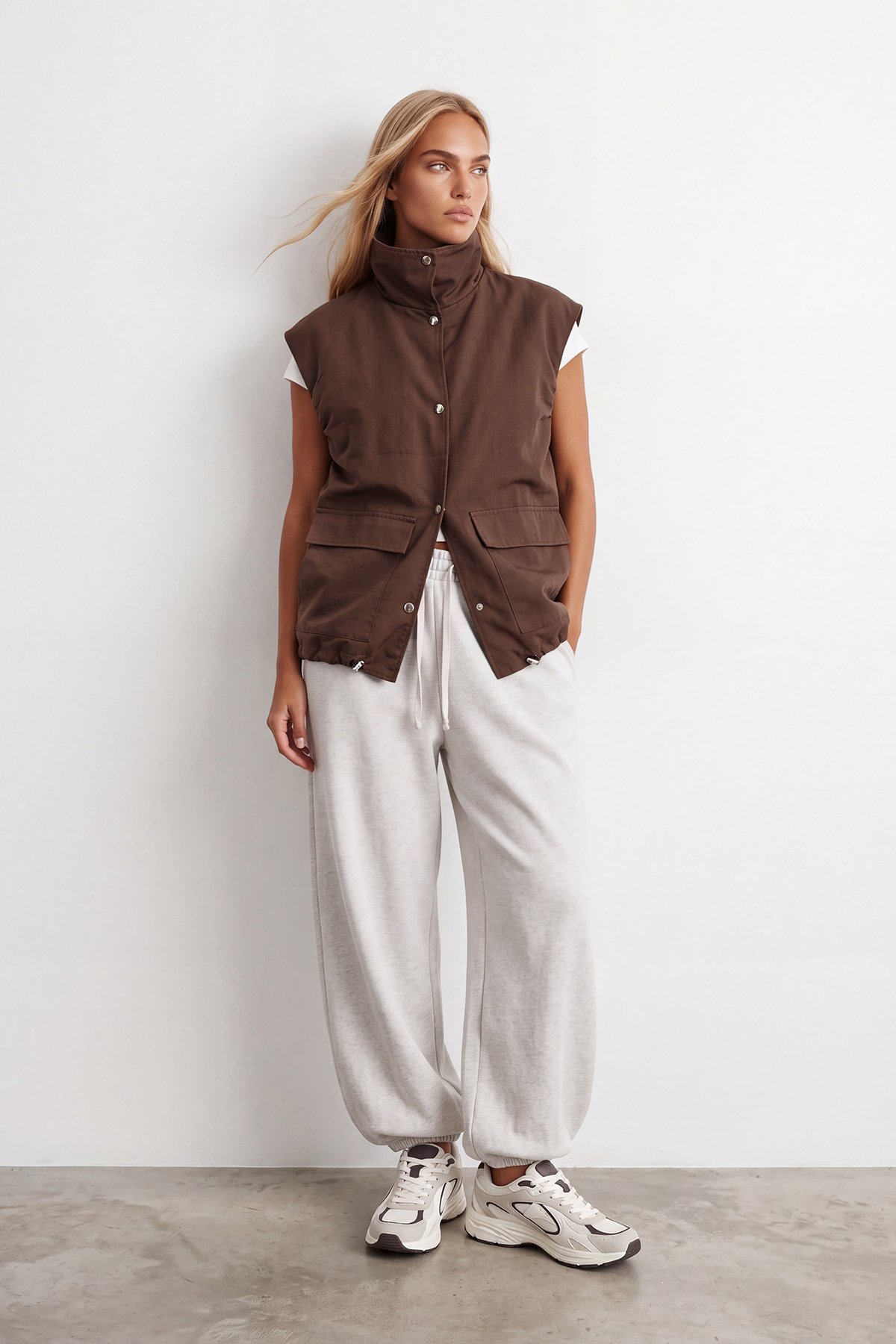Kadın KAHVERENGİ Oversize Trençkot Yelek ALC-X15621