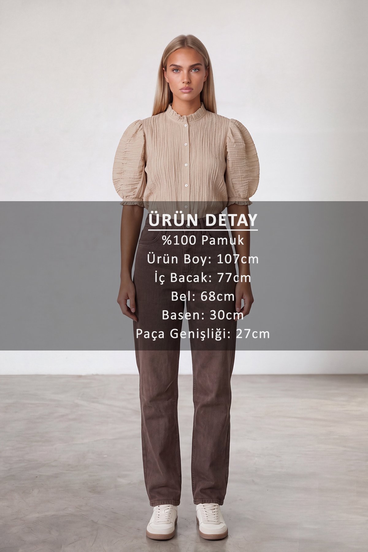 Kadın KAHVERENGİ Yüksek Bel 5 Cepli Denim Pantolon ALC-X15724