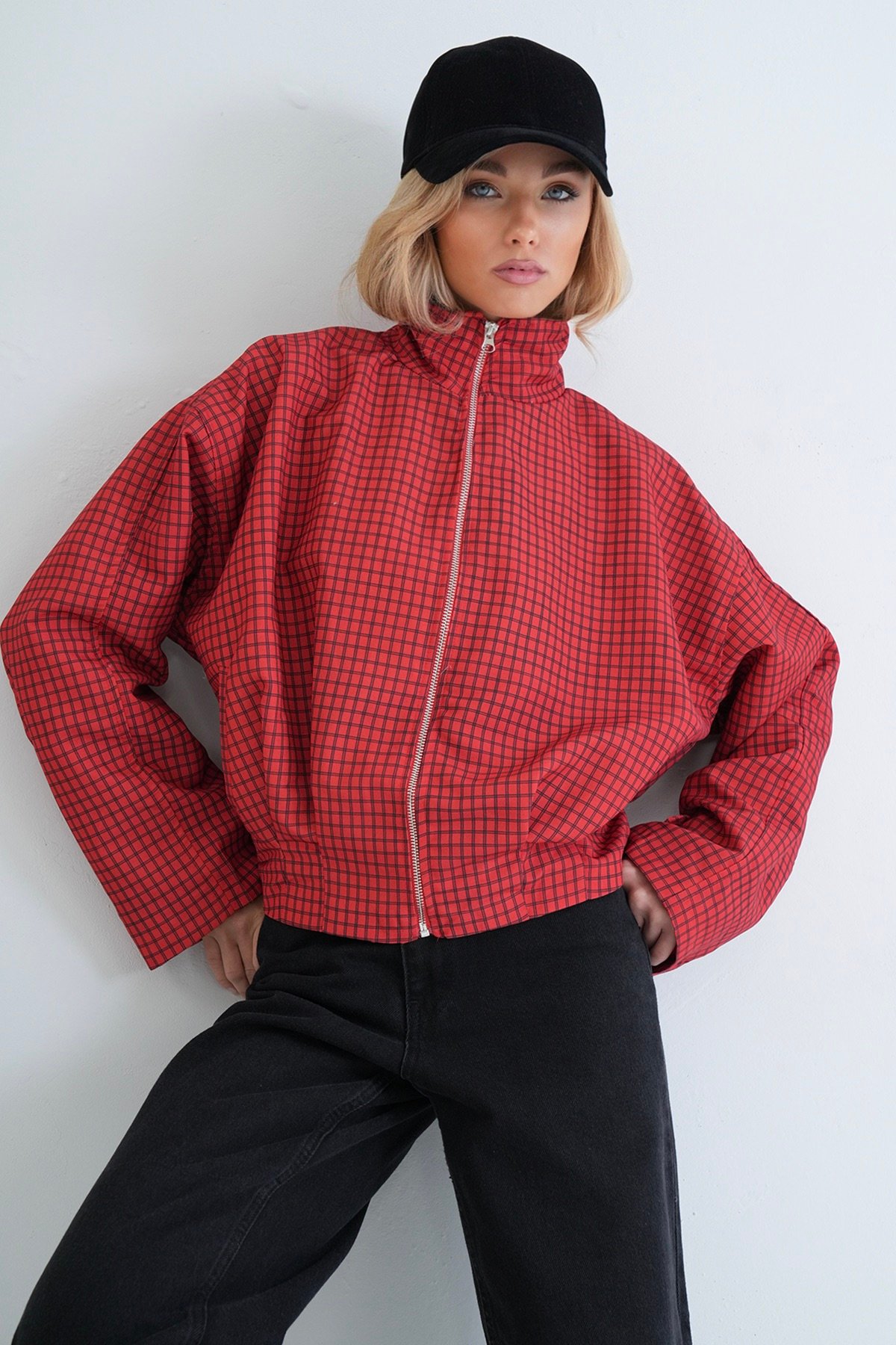 Kadın KIRMIZI Fermuarlı Kolu Düğmeli Ceket ALC-X15905
