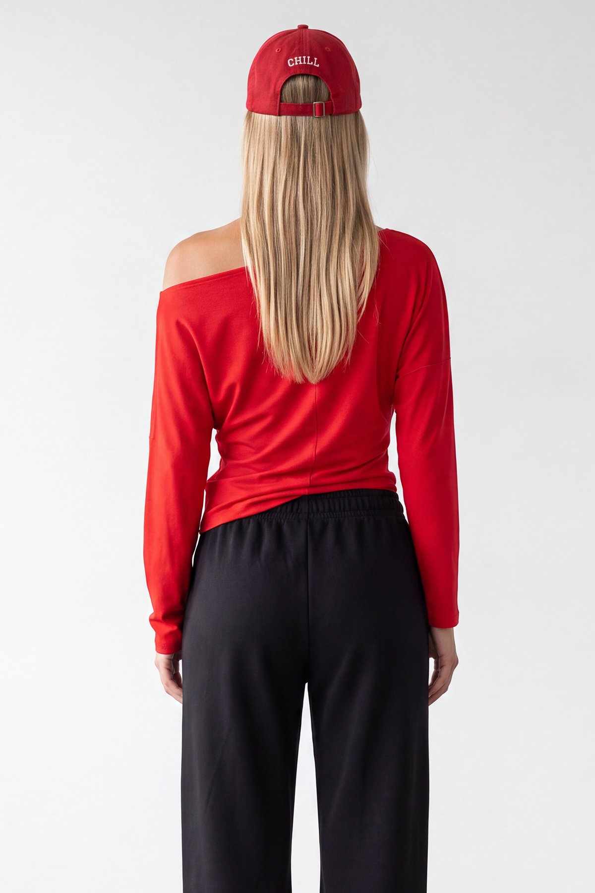 Kadın Kırmızı Kayık Yaka Baskılı Modal Sweatshirt Alc-X15731