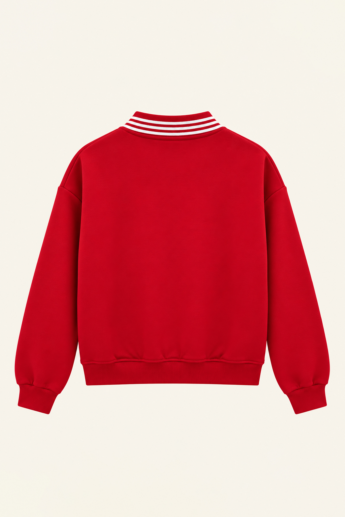 Kadın Kırmızı Ribana Polo Yakalı Nakış Detaylı Şardonlu Üç İplik Sweatshirt Alc-X15960