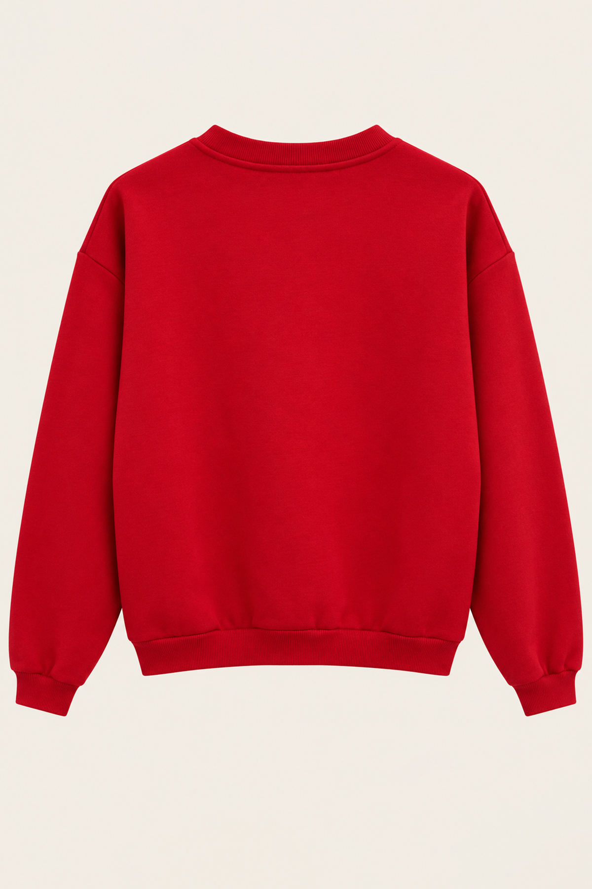 Kadın Kırmızı Ribanalı Bisiklet Yaka Baskılı Şardonlu Üç İplik Sweatshirt Alc-X15961