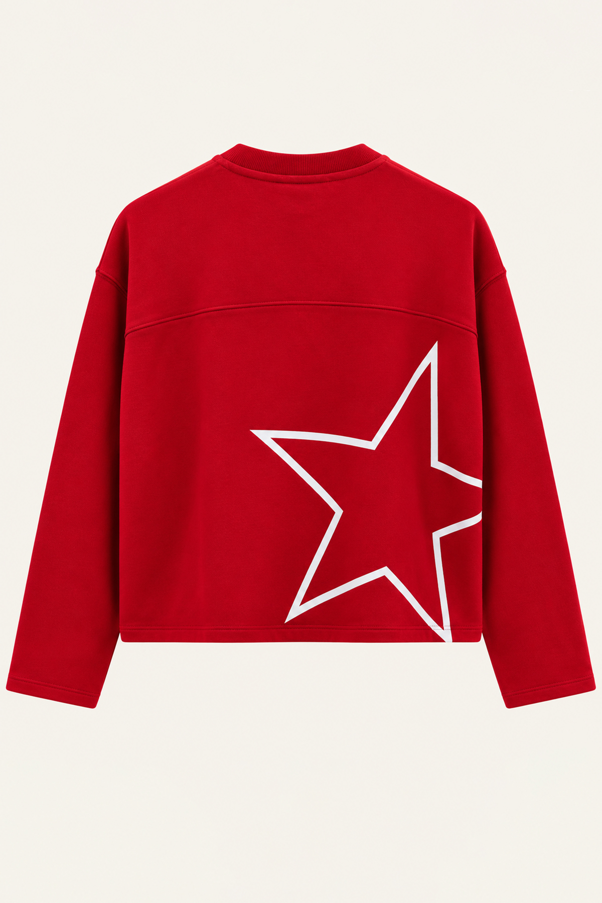 Kadın Kırmızı Ribanalı Bisiklet Yaka Ön Arka Baskılı Üç İplik Sweatshirt Alc-X15962