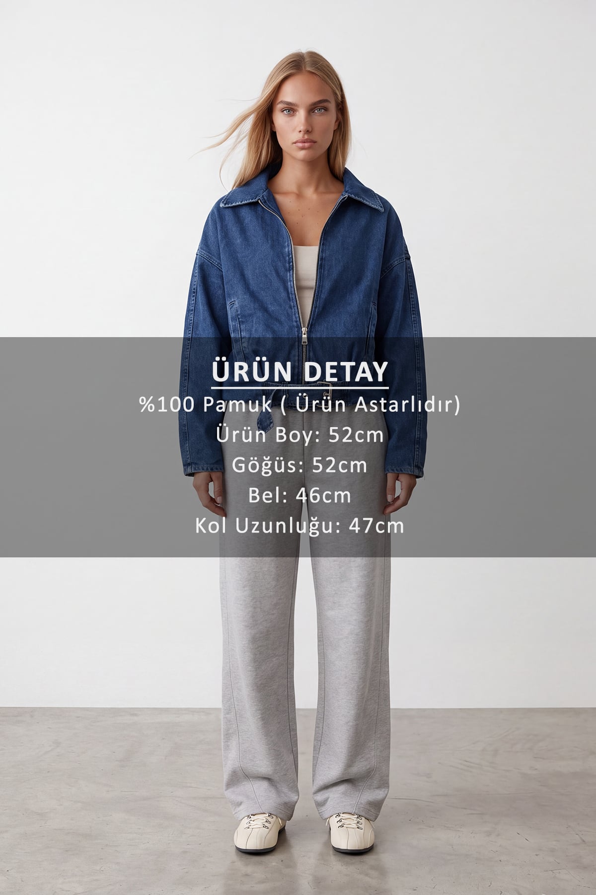 Kadın Koyu Lacivert İçi Astarlı Kemerli Jean Ceket Alc-X15797