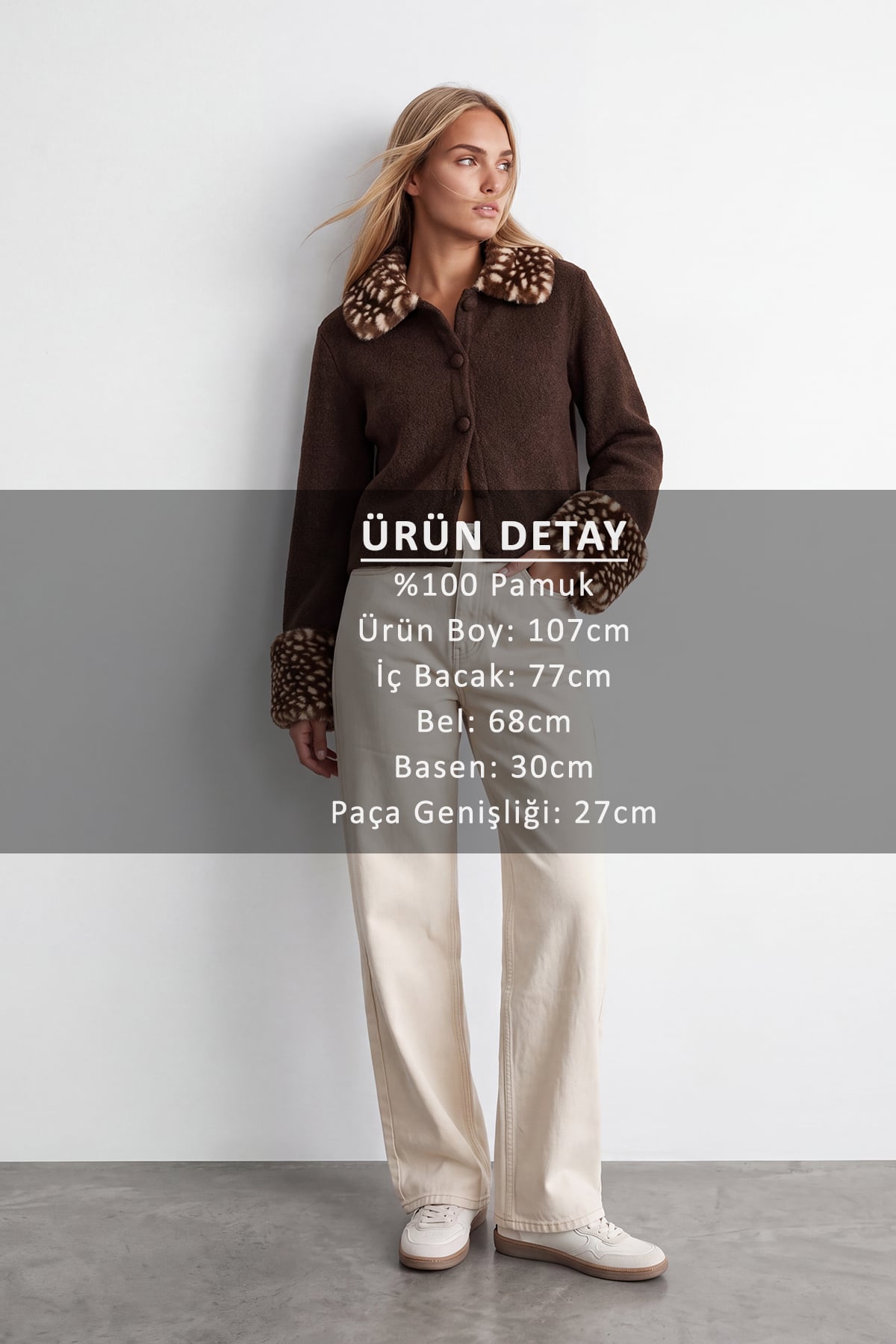 Kadın KREM Yüksek Bel 5 Cepli Denim Pantolon ALC-X15724