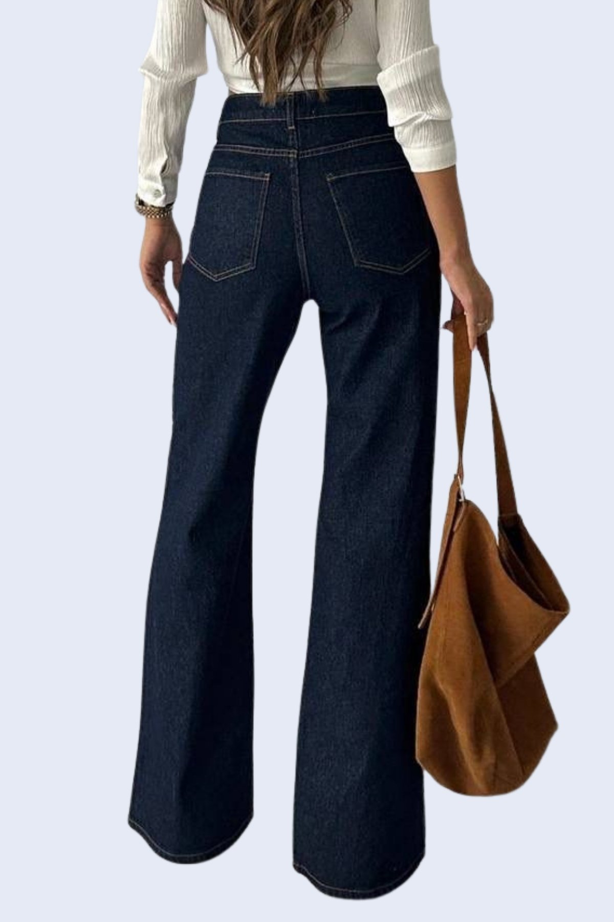 Kadın Lacivert 5 Cepli Yüksek Bel Jean Palazzo Pantolon Alc-X15143