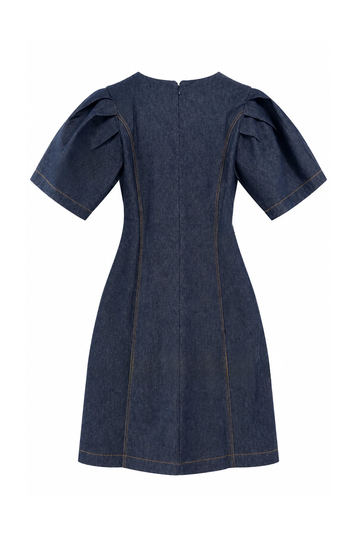 Kadın Lacivert Büzgülü Kollu Denim Elbise Alc-X15985