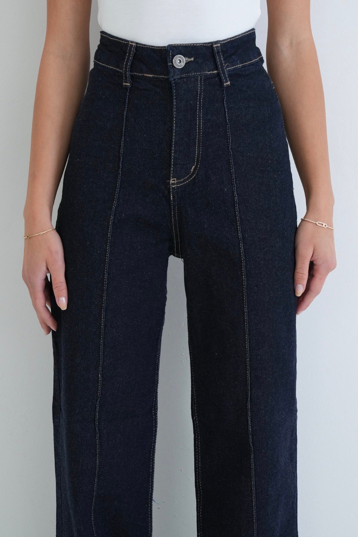 Kadın LACİVERT Cimalı Yıkamalı Jean Pantolon ALC-X15906