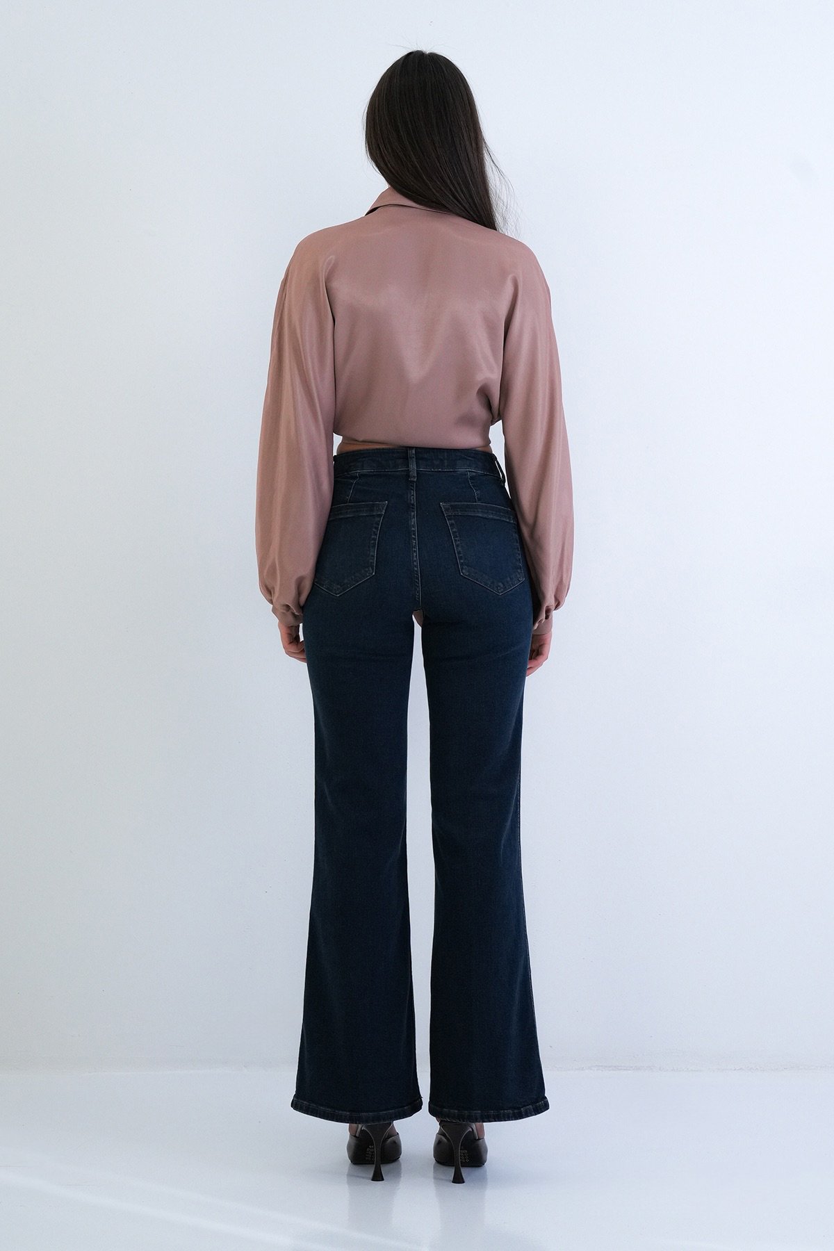 Kadın Lacivert Likralı Fermuar Ve Cep Detaylı Yıkamalı Jean Pantolon Alc-X15288