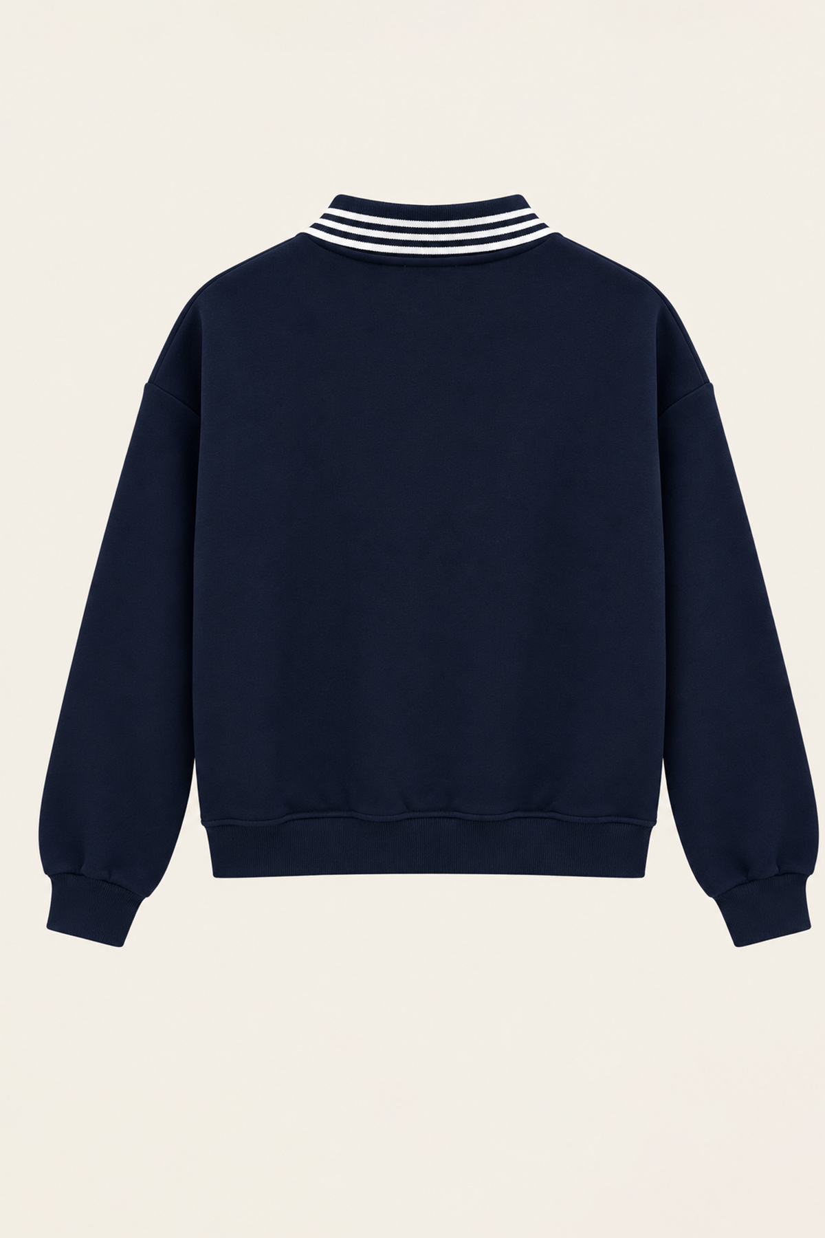 Kadın Lacivert Ribana Polo Yakalı Nakış Detaylı Şardonlu Üç İplik Sweatshirt Alc-X15960