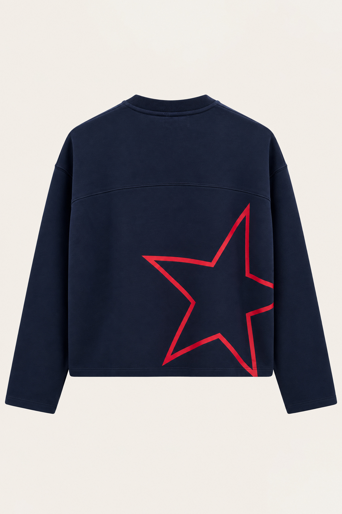 Kadın Lacivert Ribanalı Bisiklet Yaka Ön Arka Baskılı Üç İplik Sweatshirt Alc-X15962