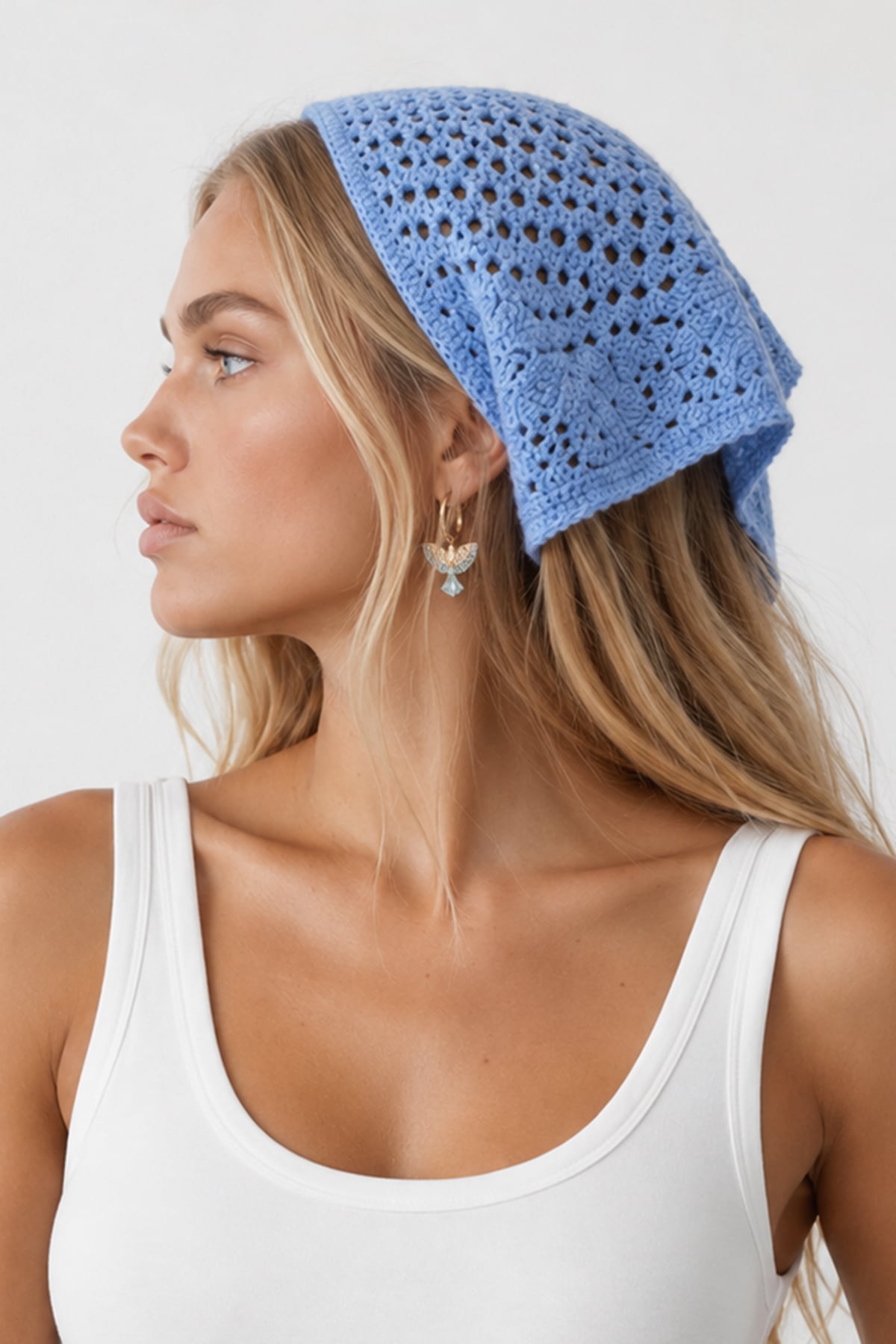 Kadın MAVİ Çiçek Motifli Bandana ALC-X15560