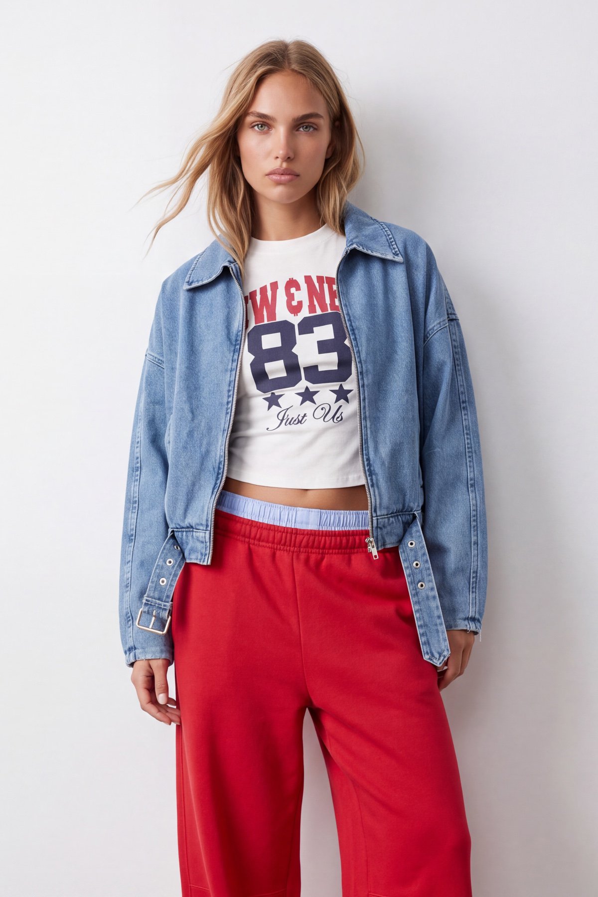 Kadın Mavi İçi Astarlı Kemerli Jean Ceket Alc-X15797