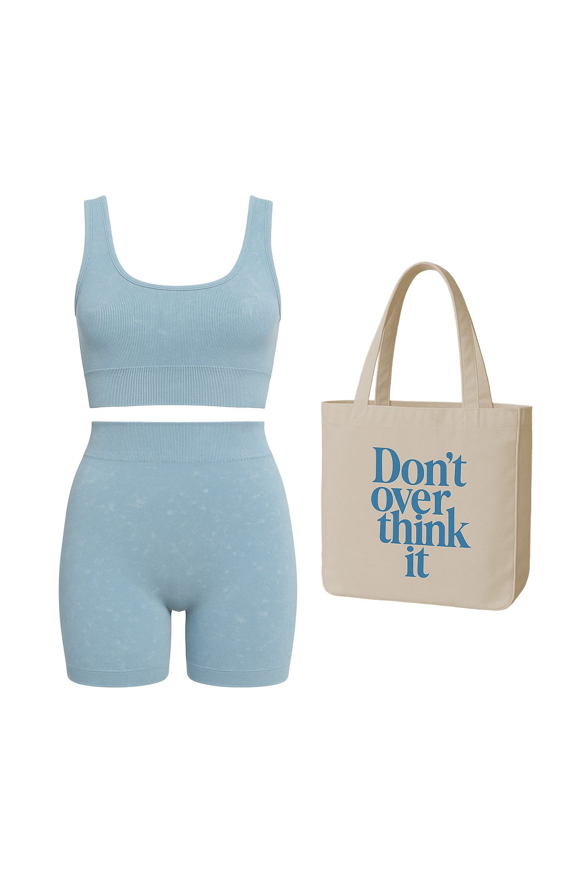 Kadın MİX Çapraz İpli Crop Bluz Ve Kısa Şort Tayt Ve Çanta Takım V00021