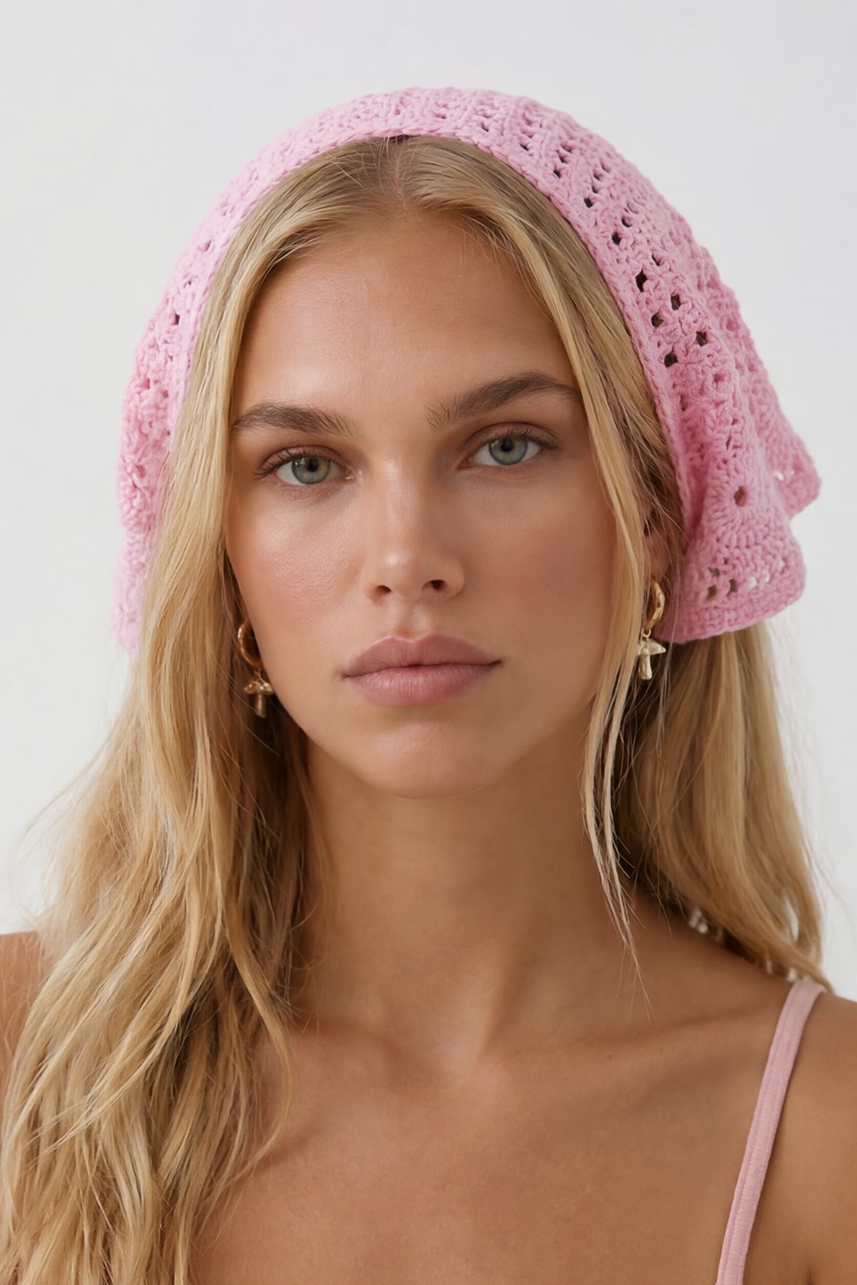 Kadın PEMBE Çiçek Motifli Bandana ALC-X15560