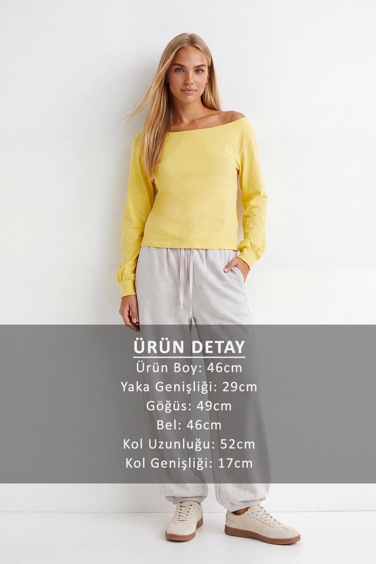 Kadın SARI KAYIK YAKA KOLLARI MANŞETLİ BLUZ ALC-X14393