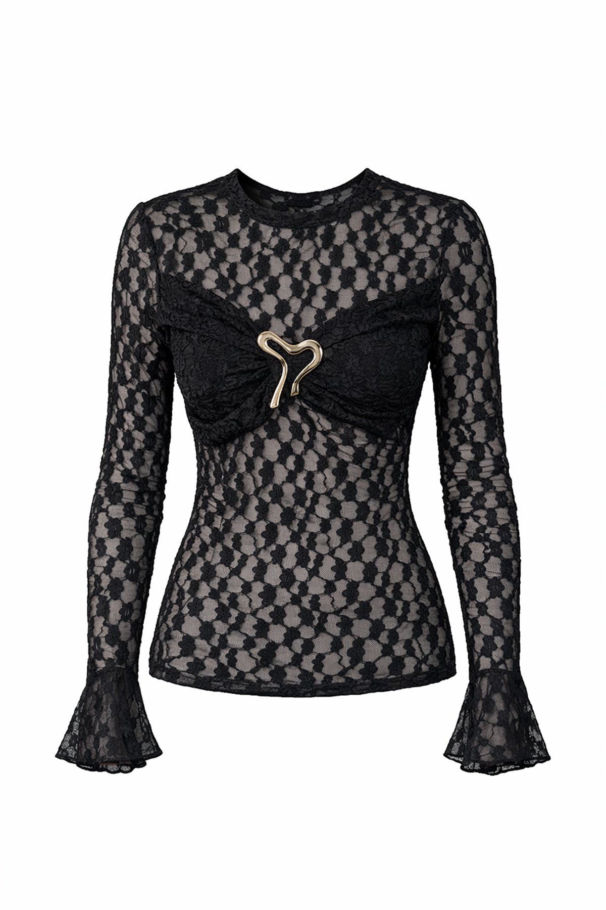 Kadın Siyah AKSESUAR DETAYLI BALENLİ DANTEL BLUZ ALC-X15245