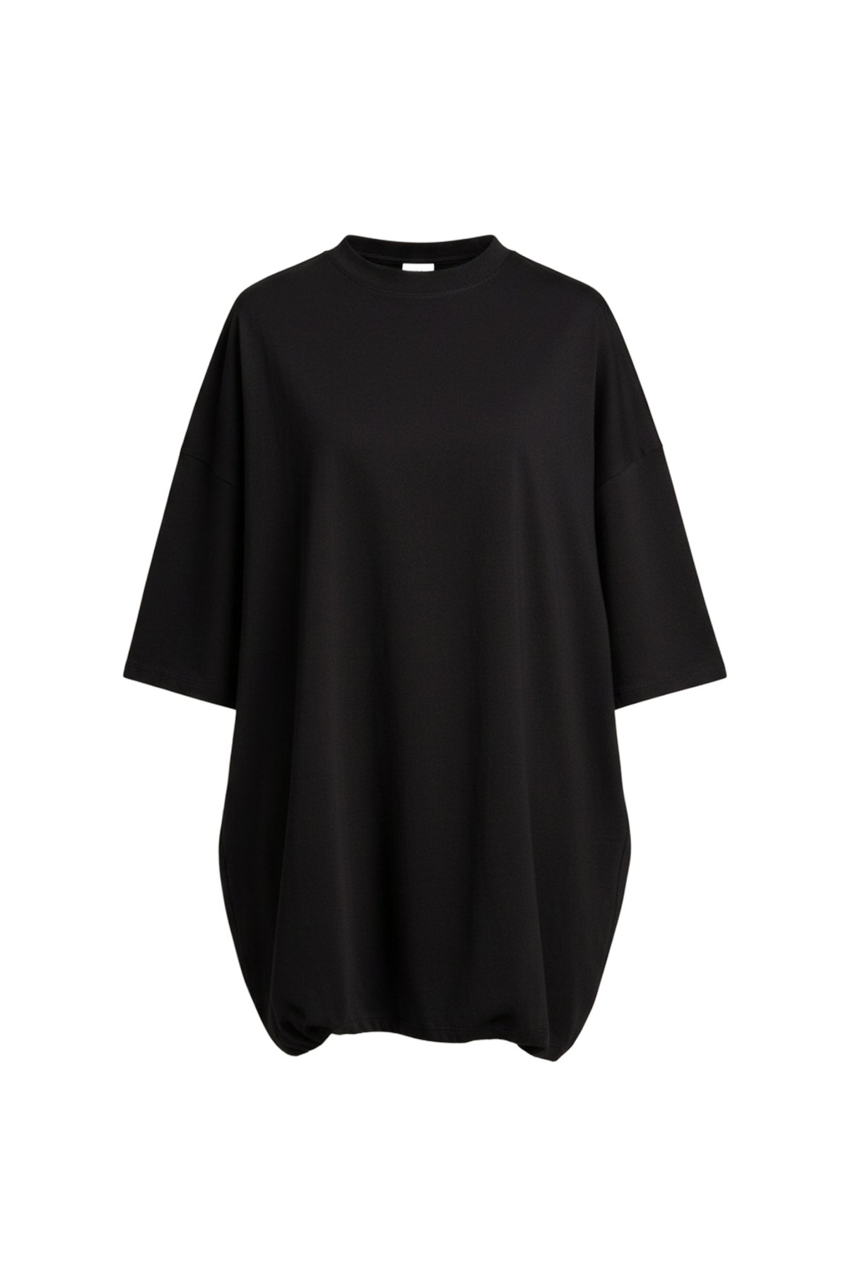 Kadın Siyah BALON KESİM BİSİKLET YAKA OVERSİZE T-SHIRT ALC-X15248