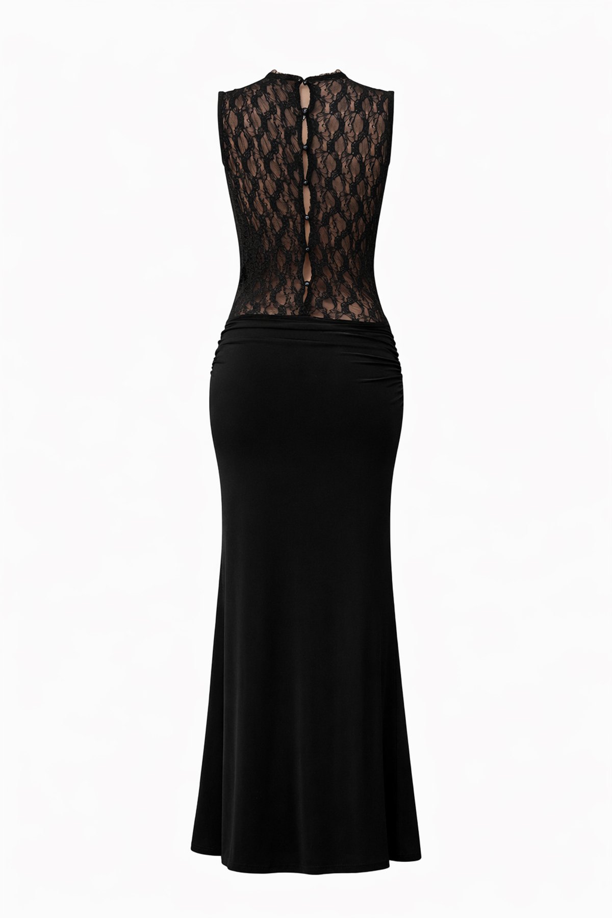 Kadın Siyah Degaje Yaka Tül Sırtı Tül Dekolteli Elbise Alc-X15141