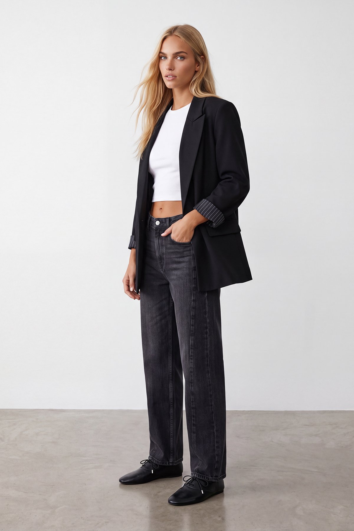 Kadın SİYAH Desenli Astarlı Blazer Ceket ALC-X15643