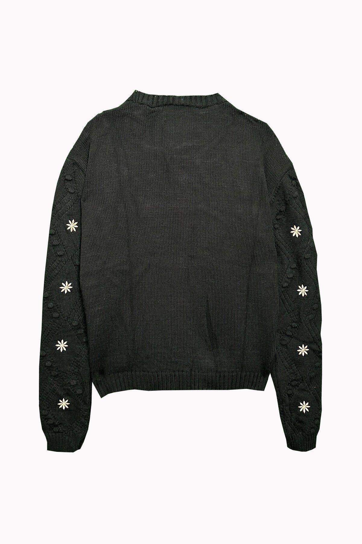 Kadın SİYAH Nakışlı Triko Kazak PRM1176