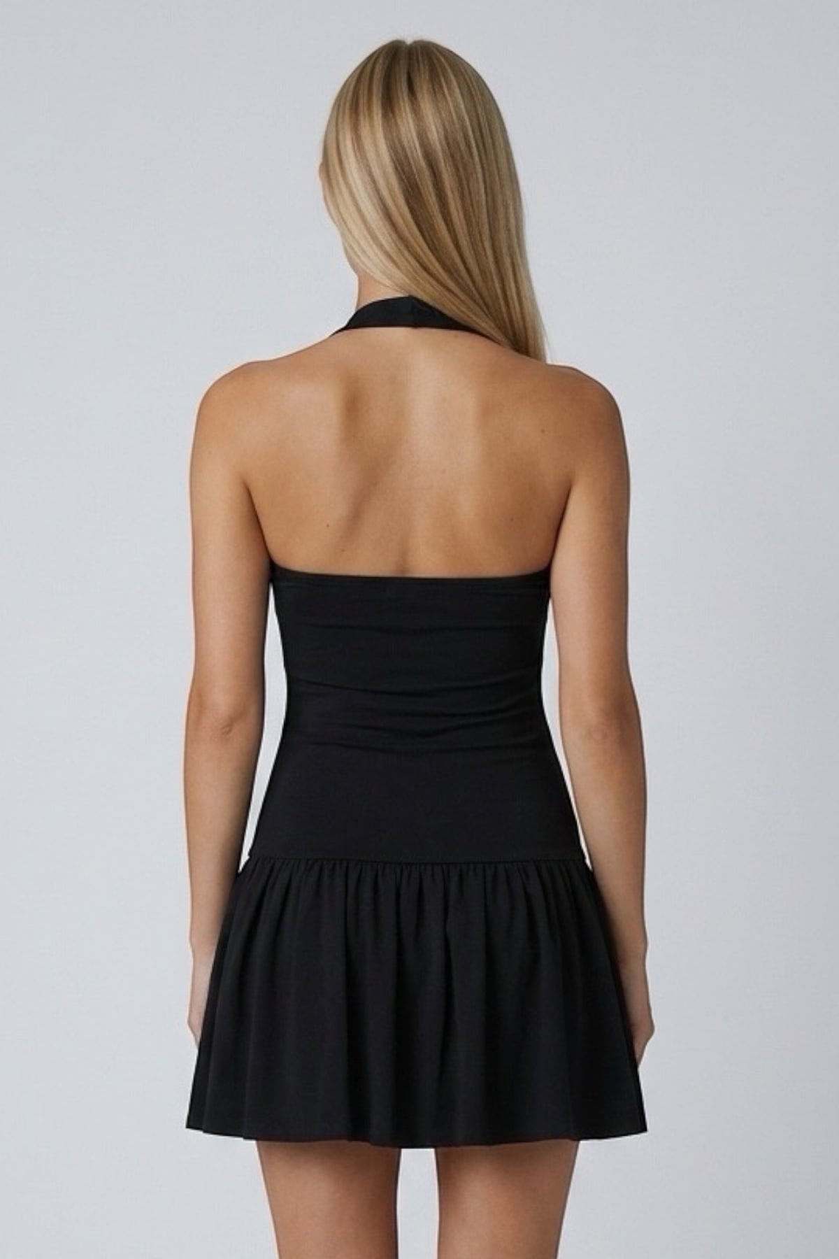 Kadın Siyah Puantiyeli Drape Detaylı Mini Sandy Elbise Alc-X15490