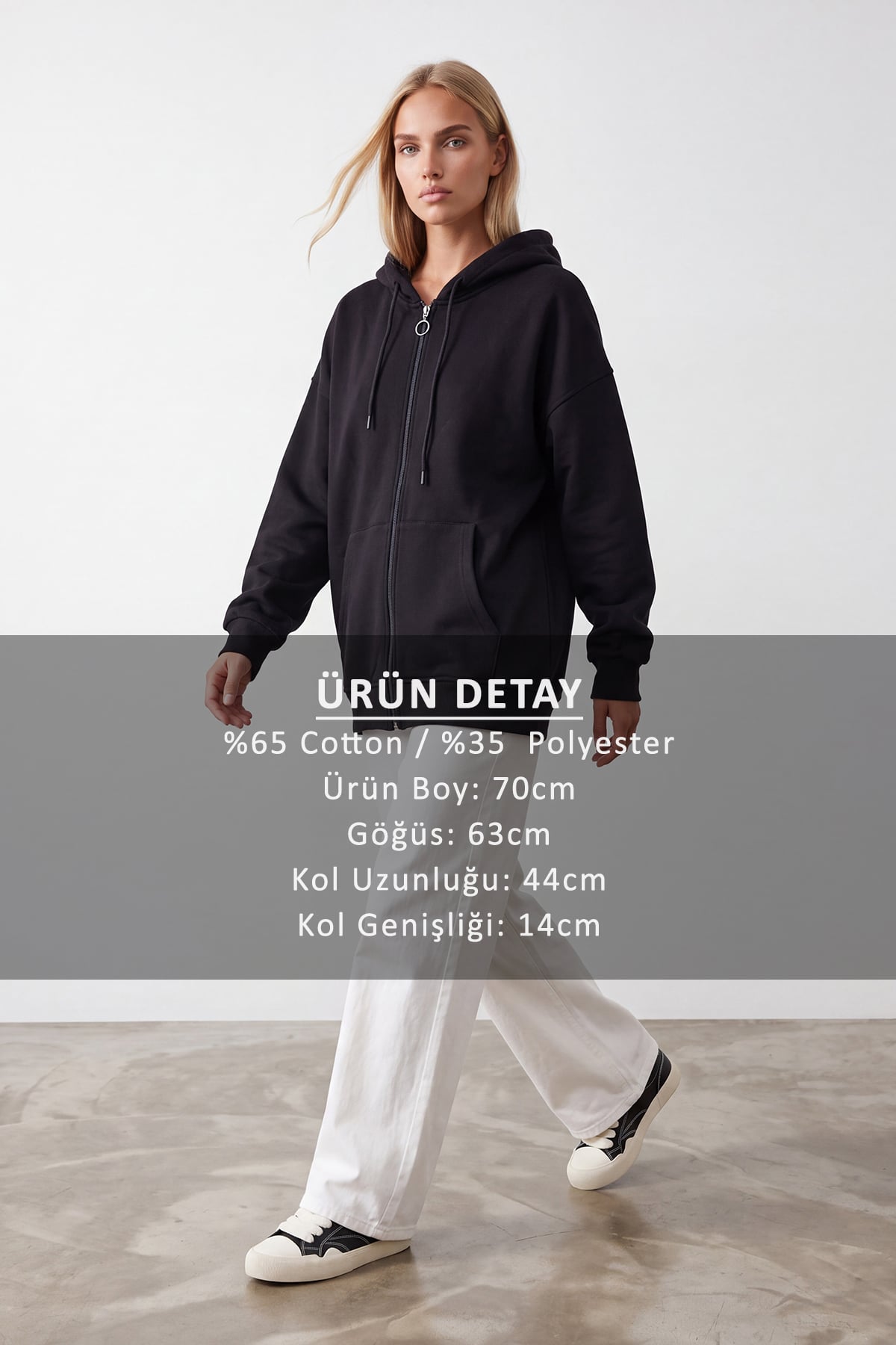 Kadın Siyah Üç İplik Şardonlu Oversize Sweatshirt Alc-X15945
