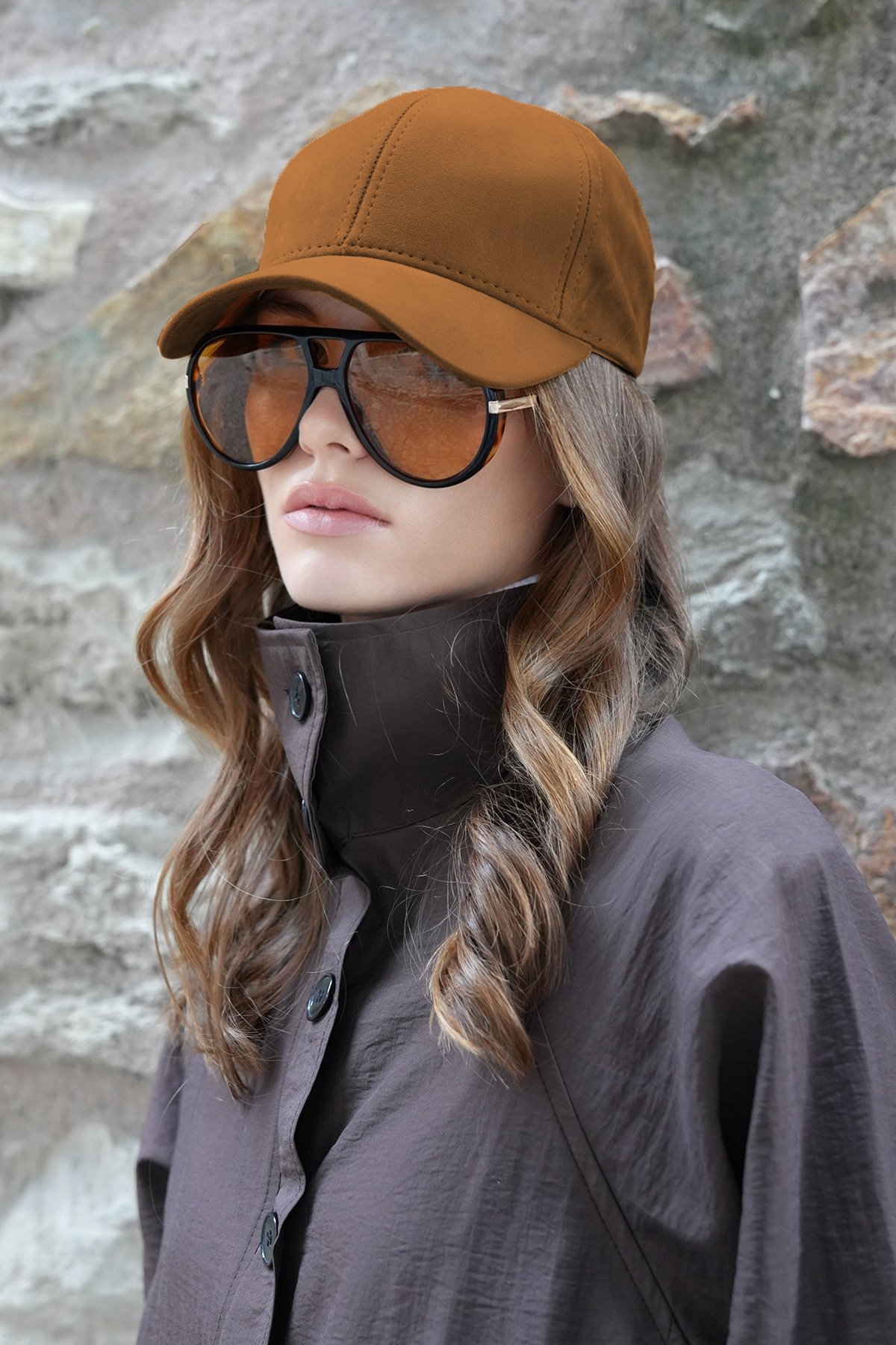 Kadın TABA Kadife Dokulu Kavisli Siperlik Ayarlanabilir Şapka VS01228