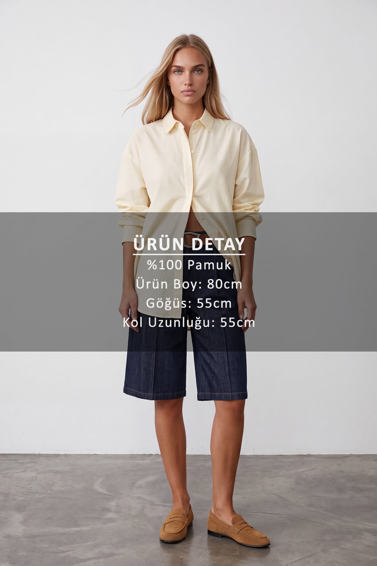 Kadın VANİLYA Oversize Uzun Viskon Gömlek ALC-X6828