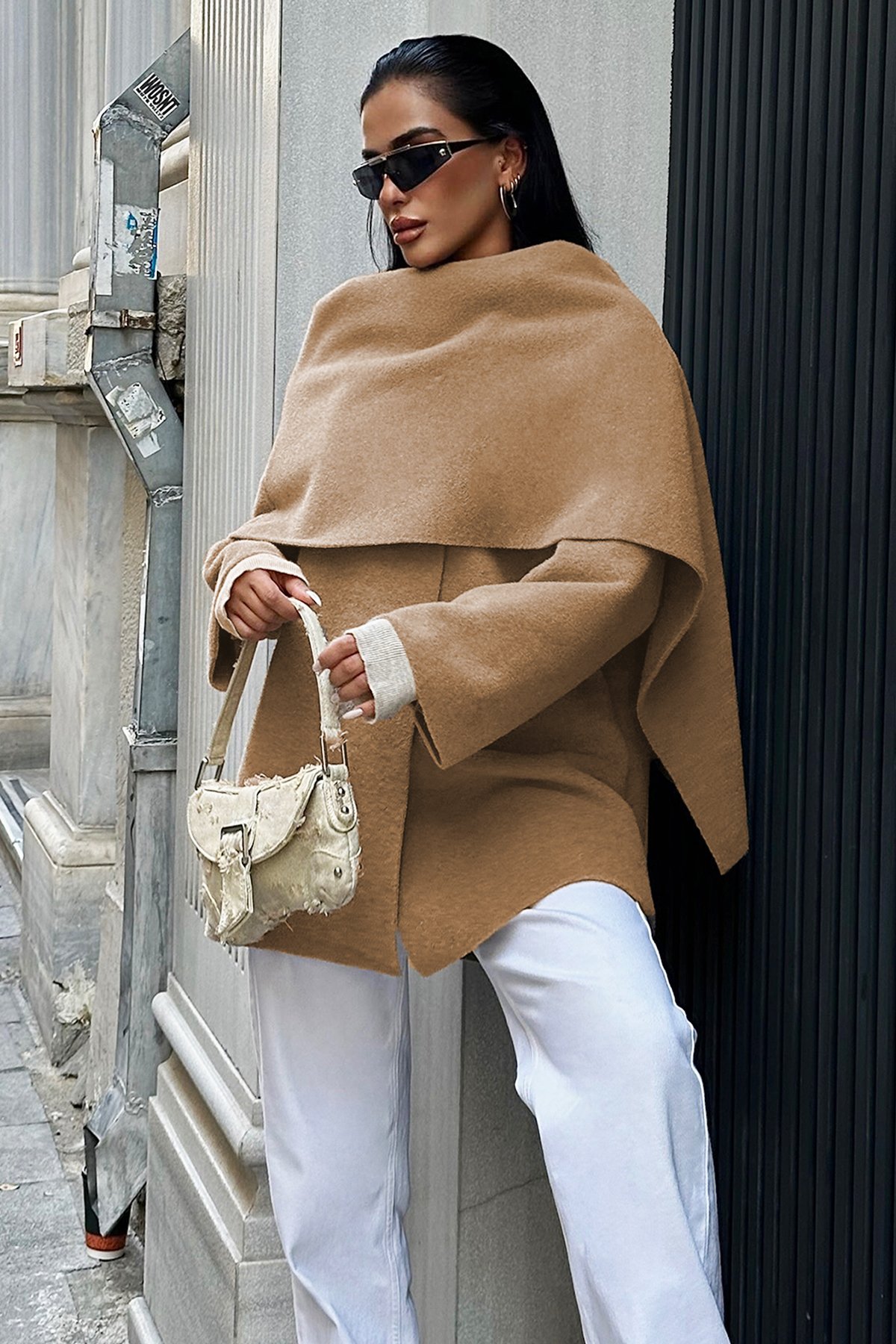 Kadın VİZON Yün Karışımlı Ceket VS00051