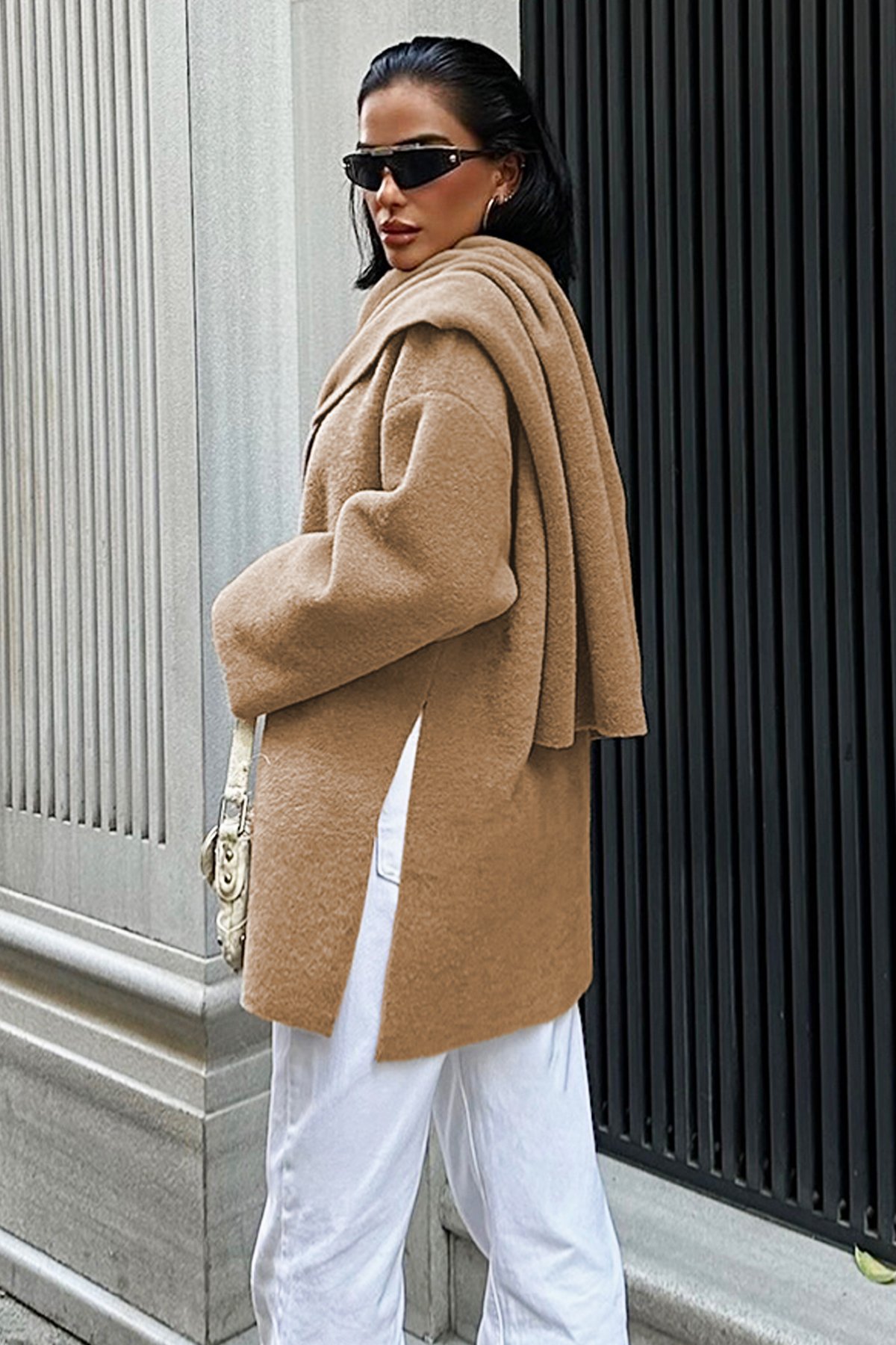 Kadın VİZON Yün Karışımlı Ceket VS00051