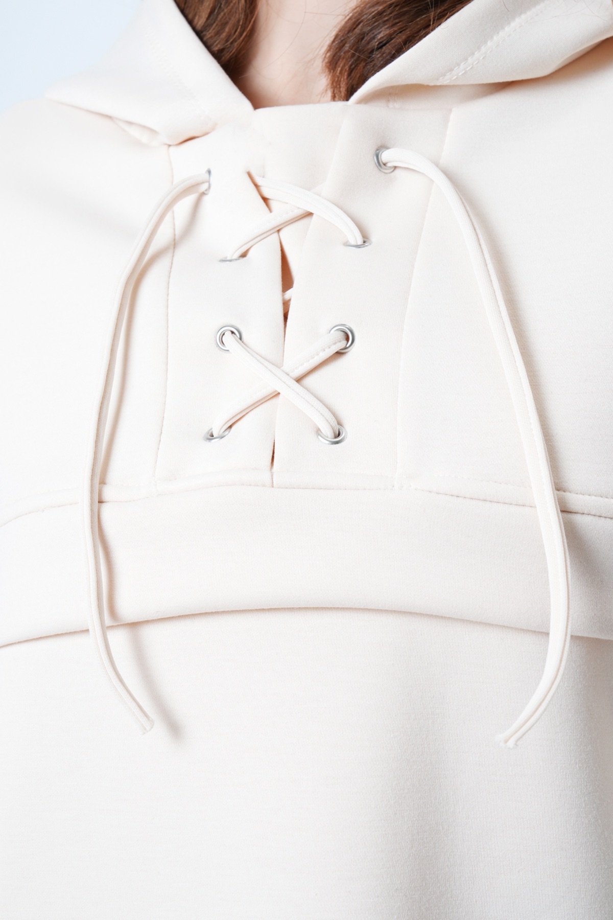 Kapşonlu Kuş Gözlü Sweat ve Palazo Pantolon Modal Takım - AÇIK BEJ