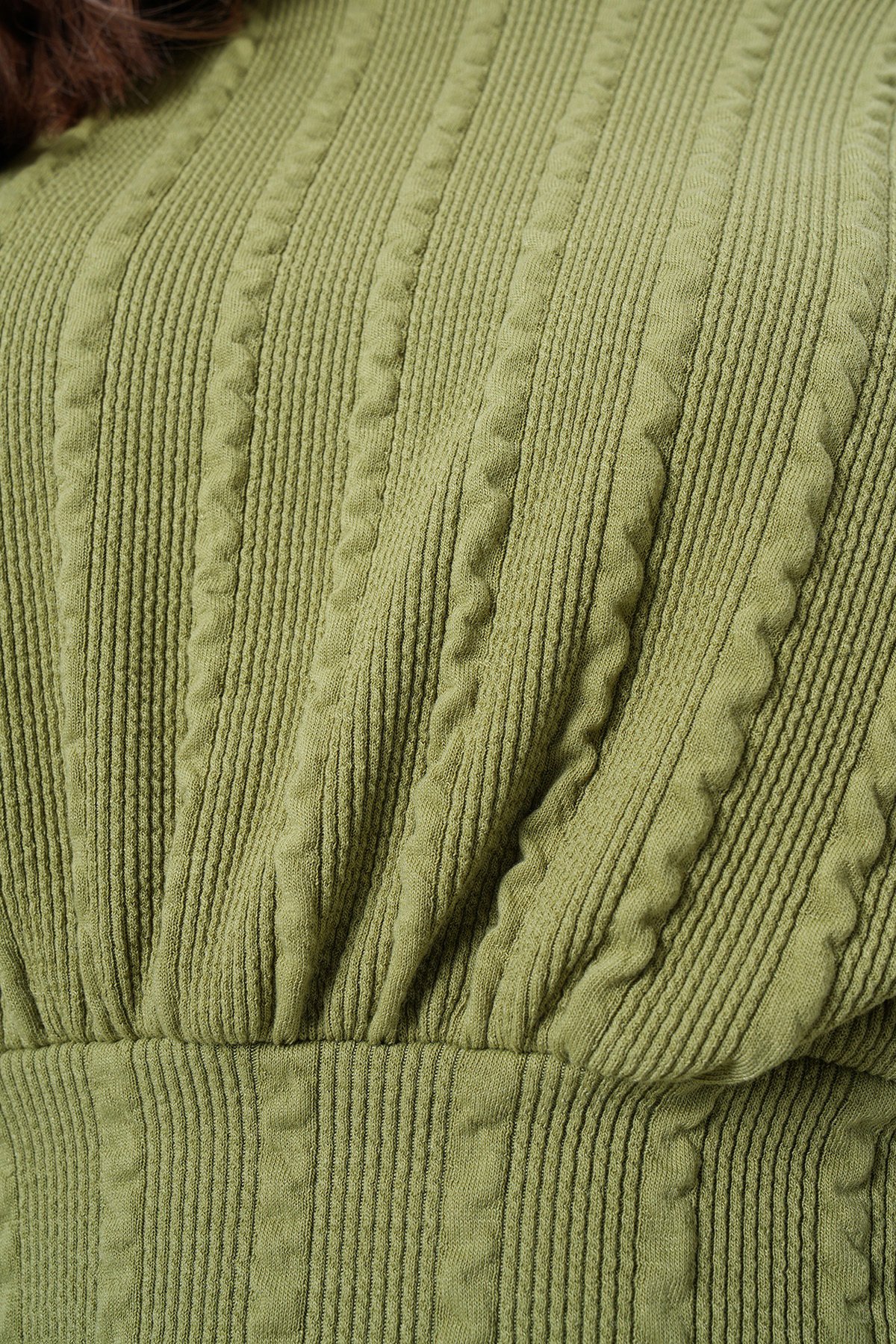 Kapüşonlu Ajurlu Triko Sweat Ve Beli Lastikli Palazzo Pantolon - Yağ Yeşili