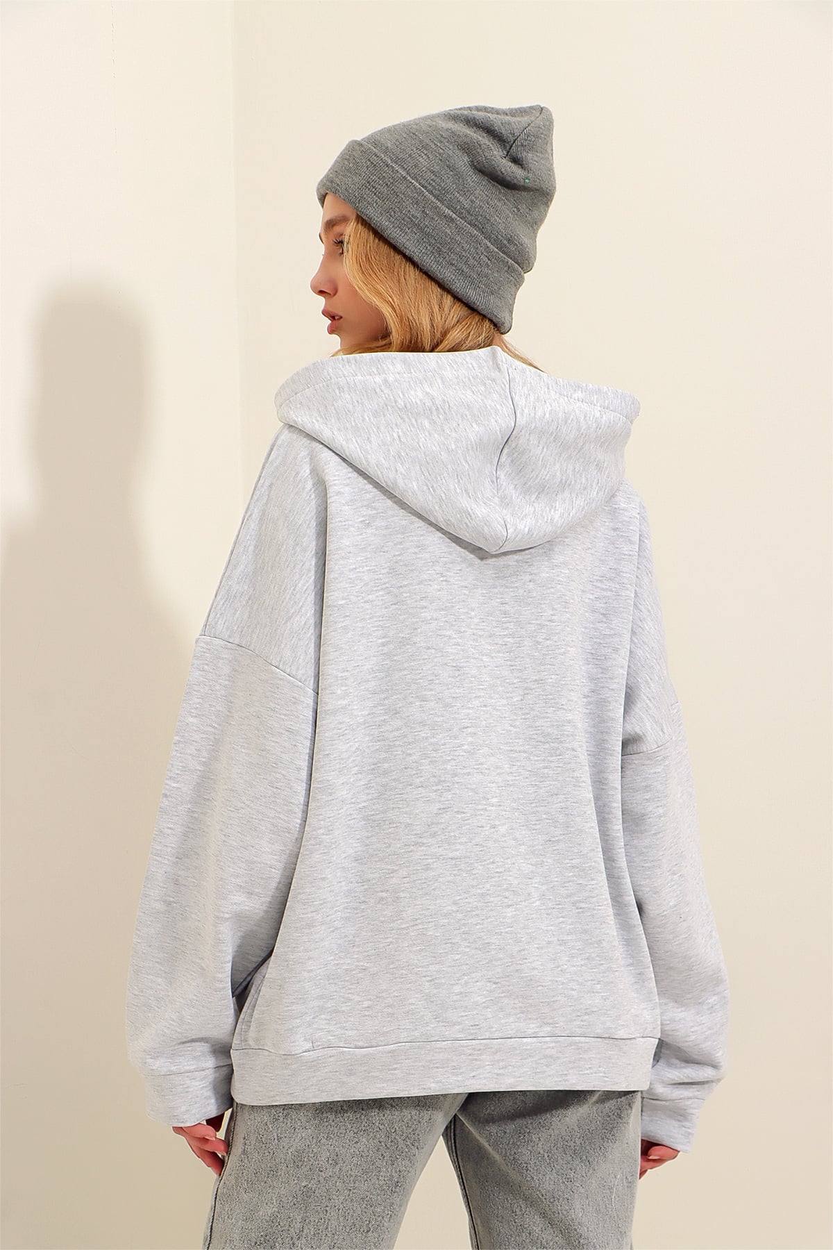 Kapüşonlu Kanguru Cepli Kalın Sweatshirt - Grimelanj