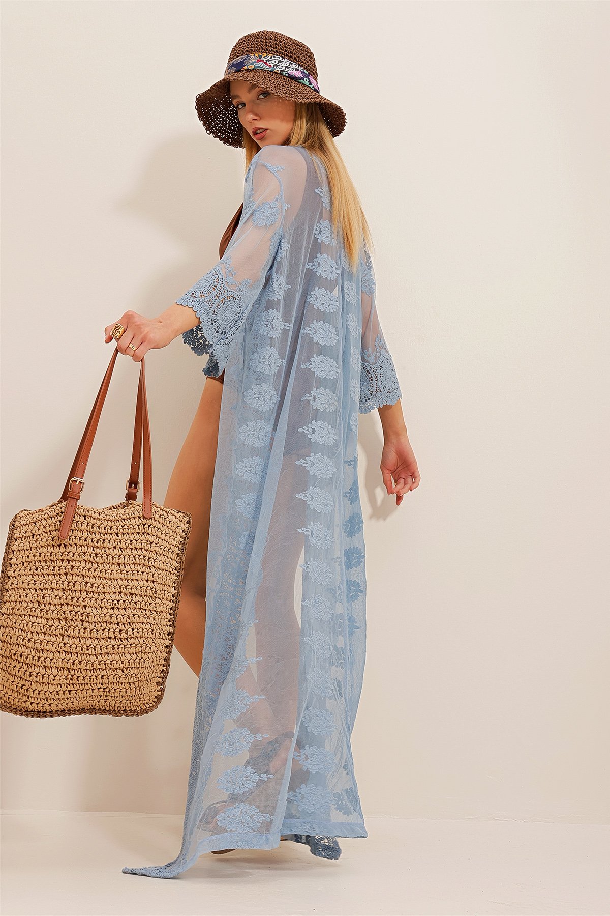 Nakışlı Kimono - Mavi