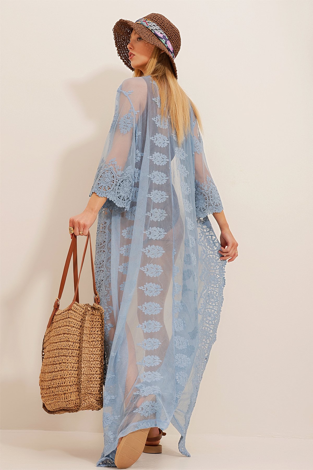 Nakışlı Kimono - Mavi